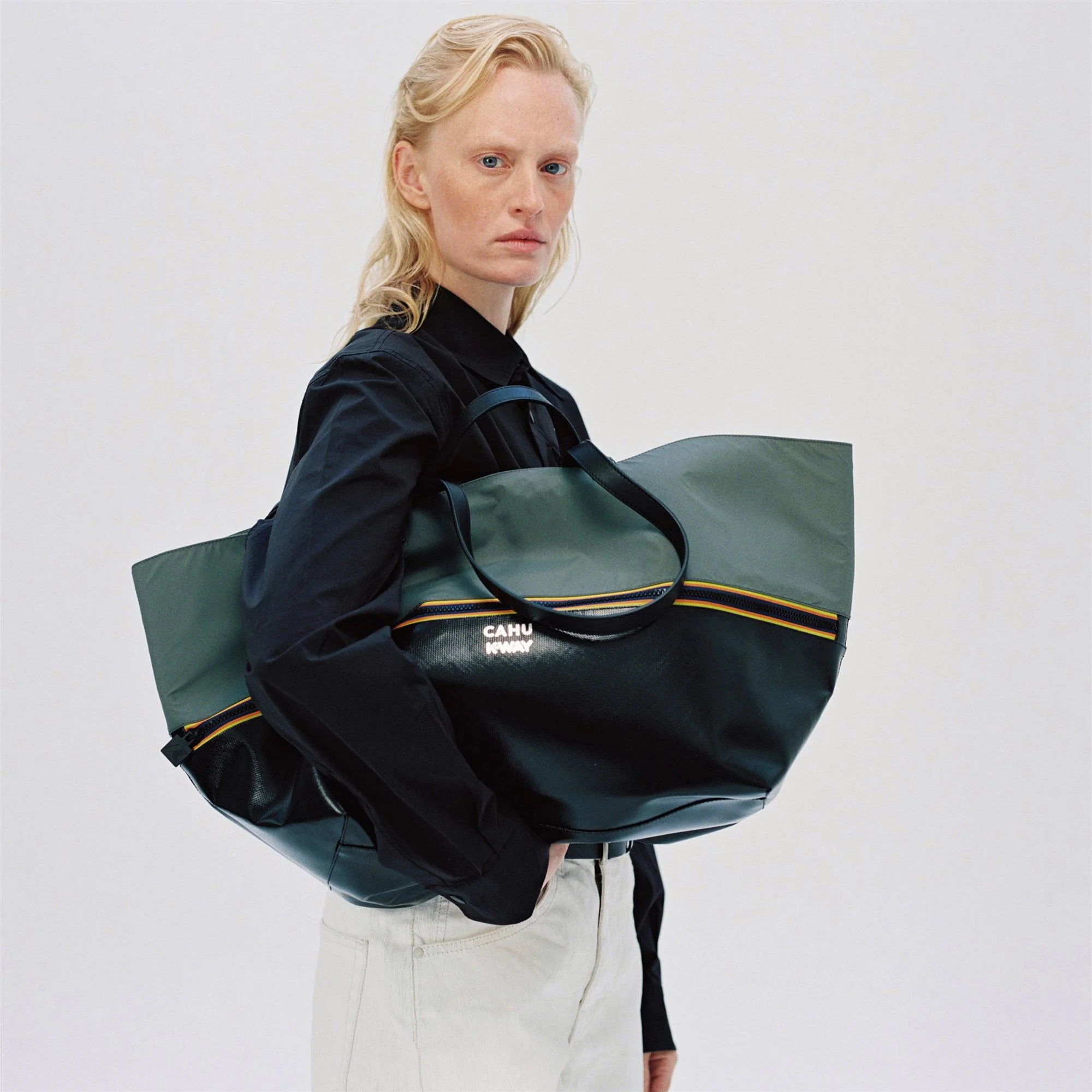 PRATIQUE MEDIUM - Bags - TOTE BAG - Unisex - BLACK-GREEN GREYSH - Image 3
