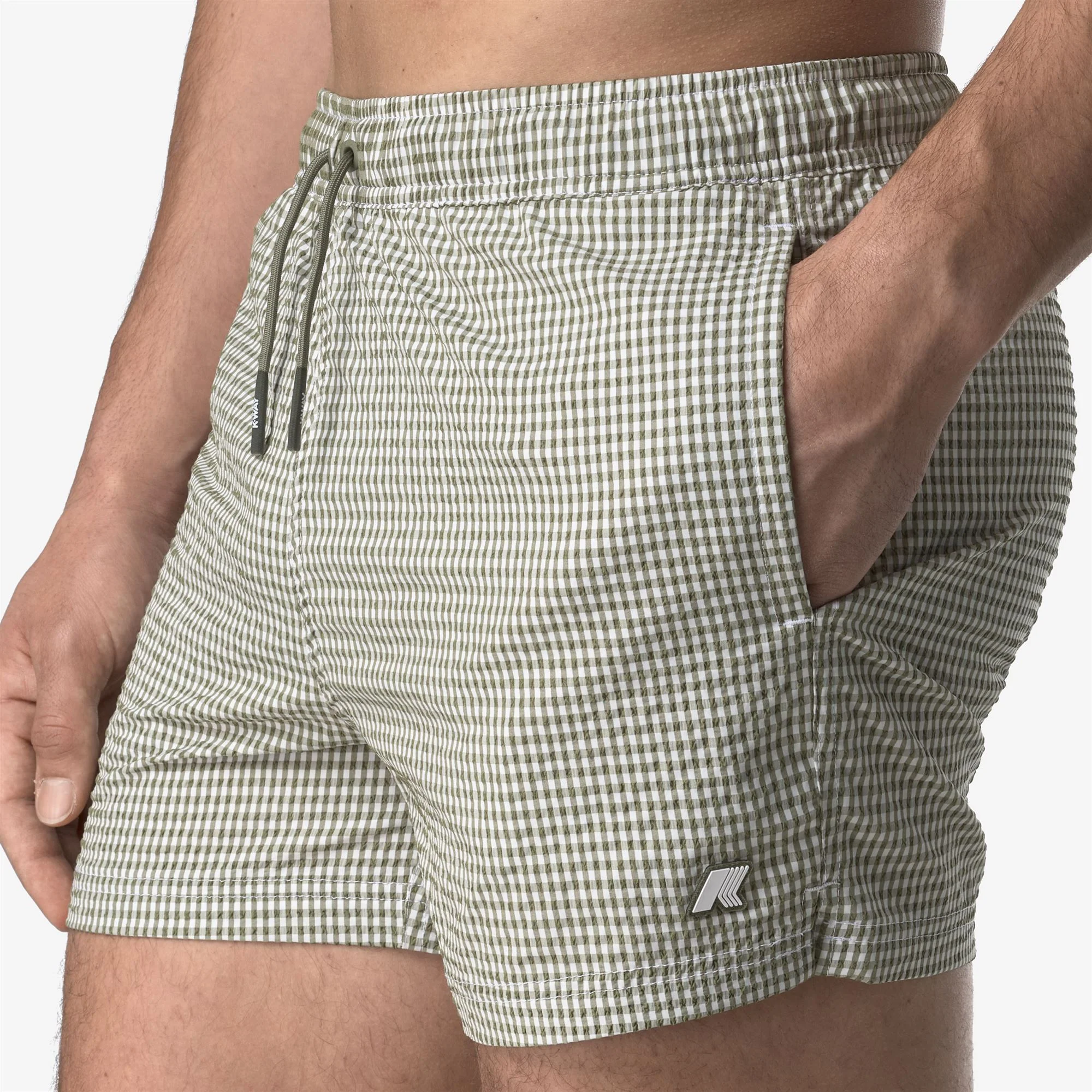 HAZEL CHECK BEACH - Bathing Suits - Swimming Trunks - Man - WHITE-GREEN LICHEN - Image 2