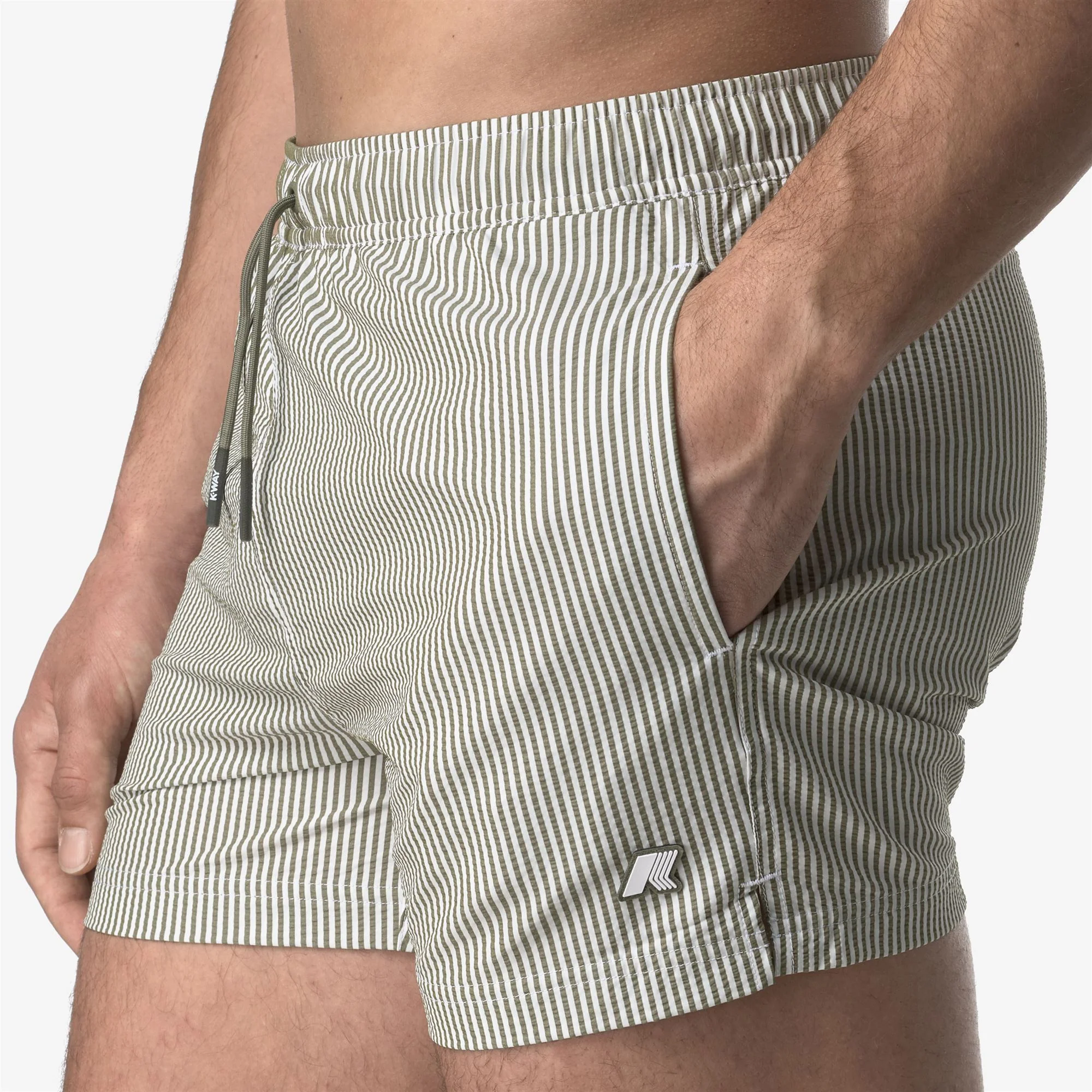 HAZEL MID STRIPES BEACH - Bathing Suits - Swimming Trunks - Man - WHITE-GREEN LICHEN - Image 2