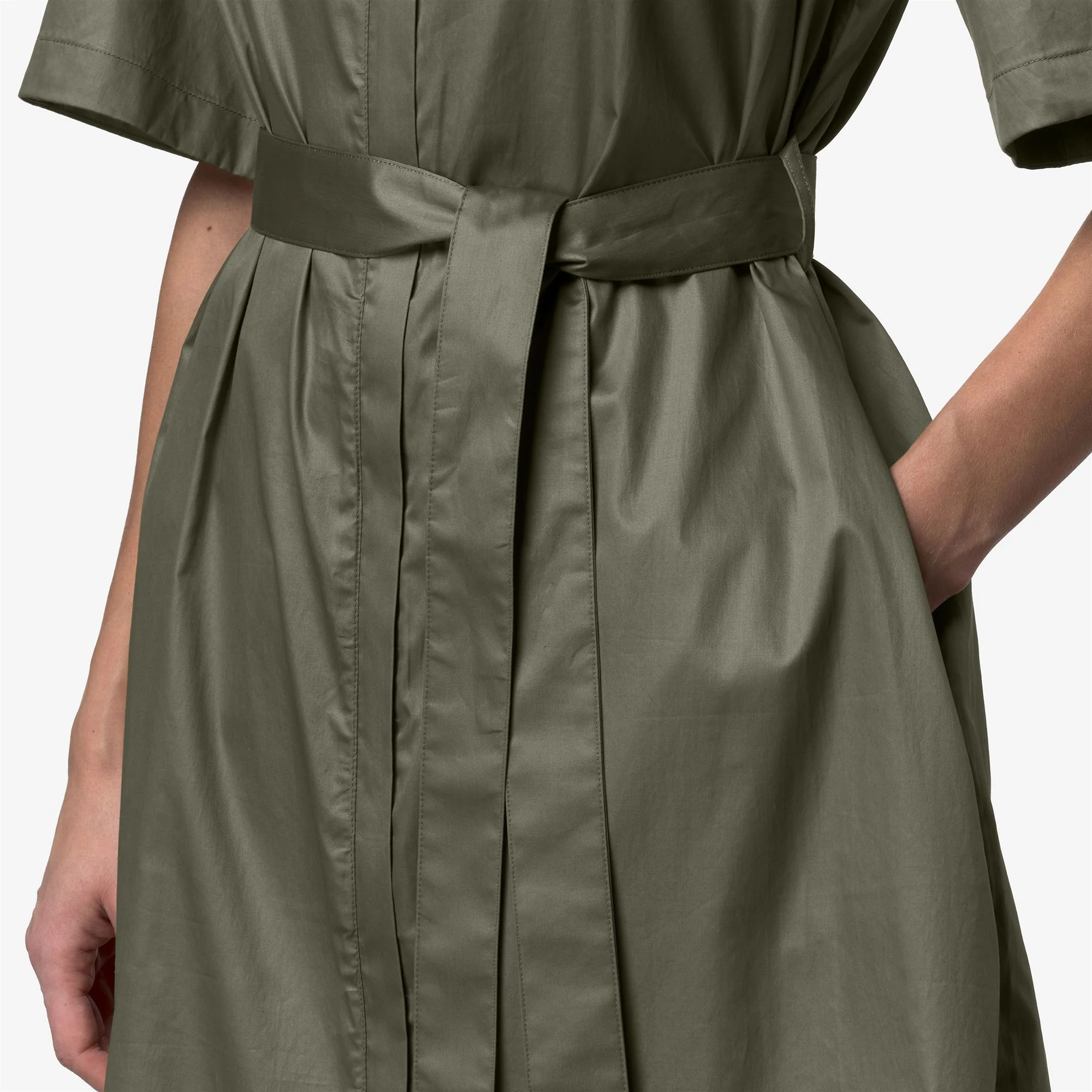 NOUAILLE SHINY COTTON - Dresses - Short - Woman - GREEN LICHEN - Image 2