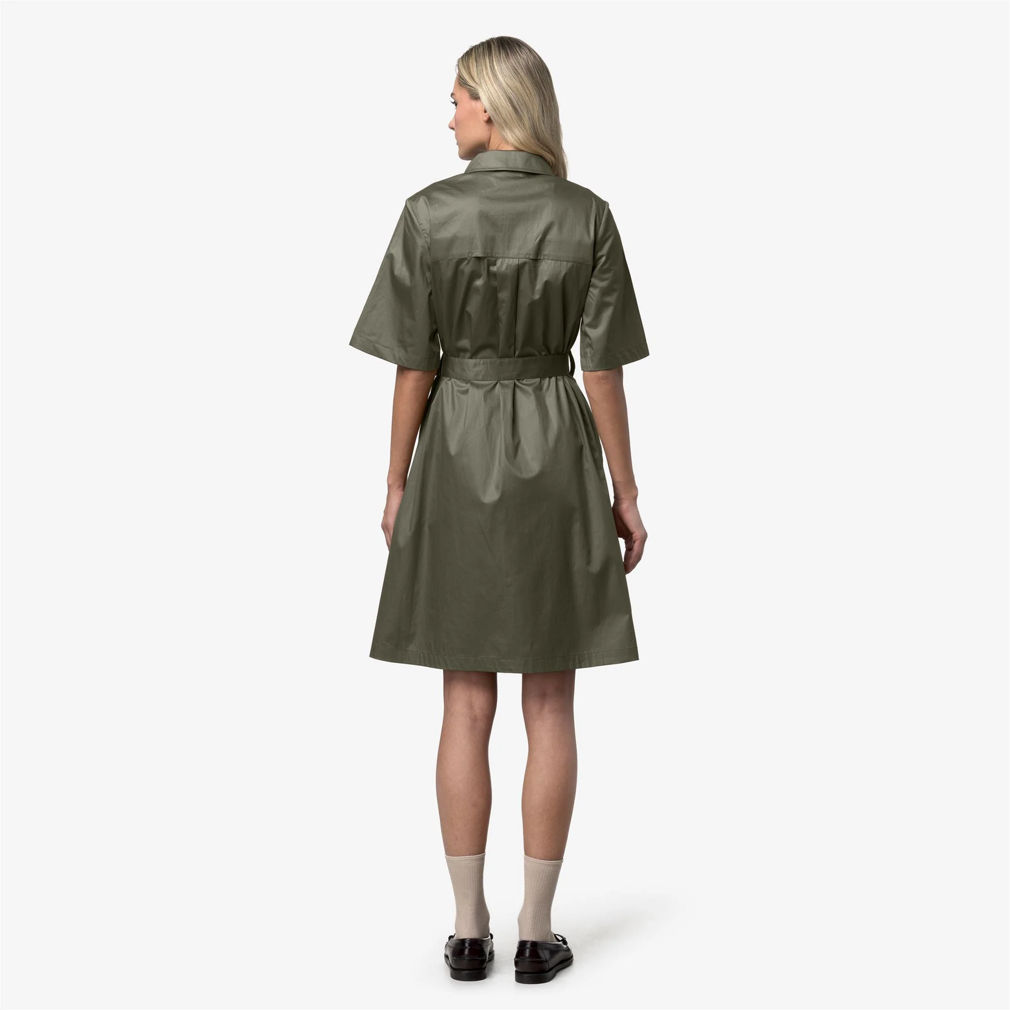 NOUAILLE SHINY COTTON - Dresses - Short - Woman - GREEN LICHEN - Image 5