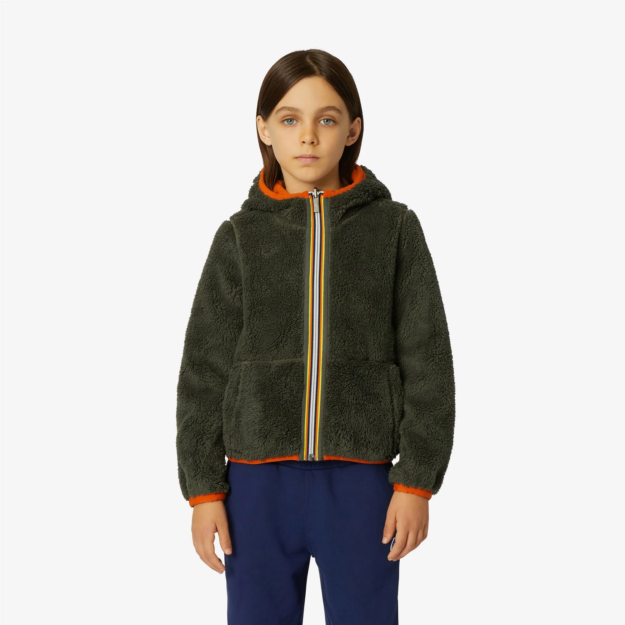 P. JACQUES POLAR REVERSIBLE - Fleece - Jacket - Boy - ORANGE RUST-GREEN BLACKISH - Image 3