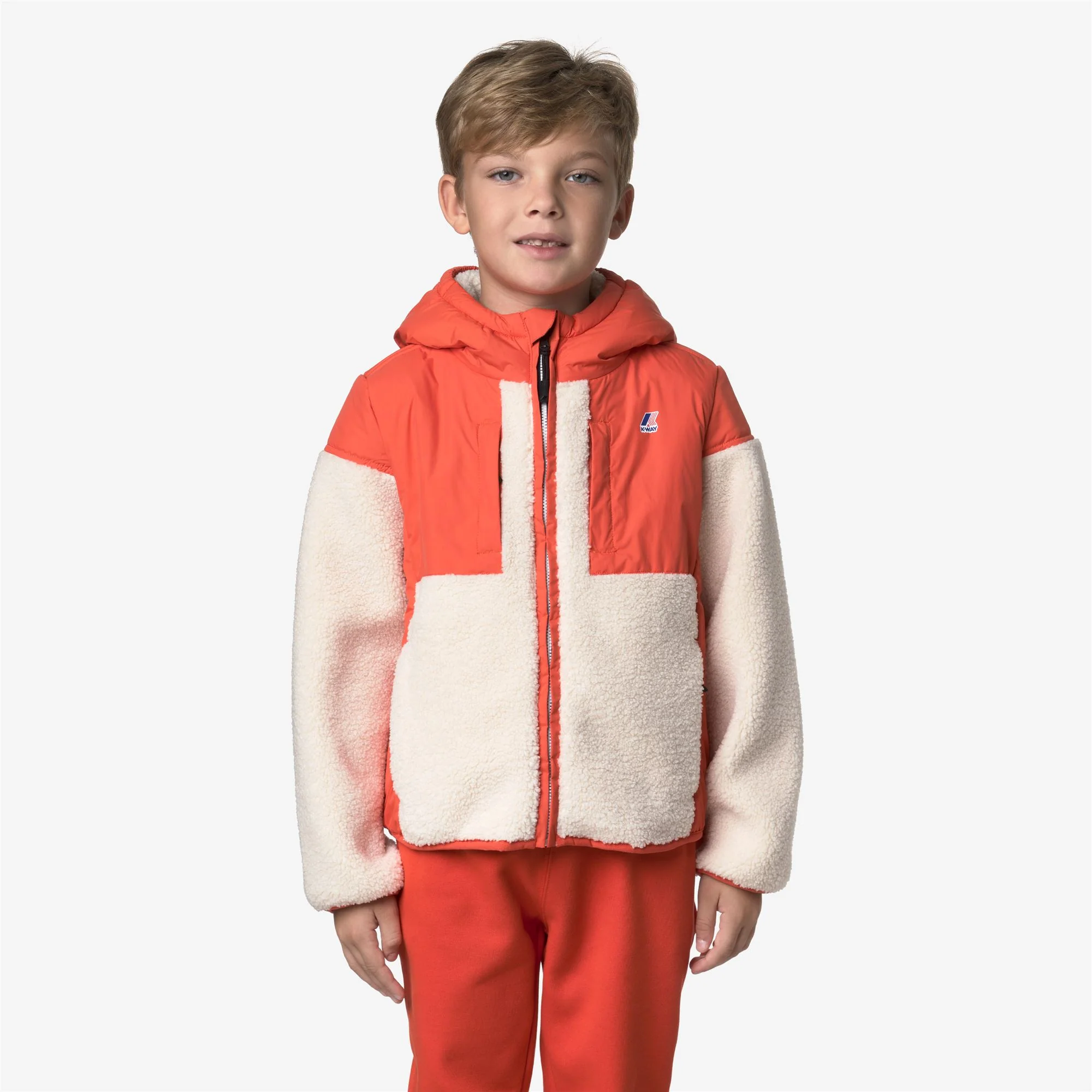 P. SAMSON 4.0 ORSETTO - Fleece - Hoodie Full Zip - Kid unisex - ORANGE FIESTA-ECRU - Image 3