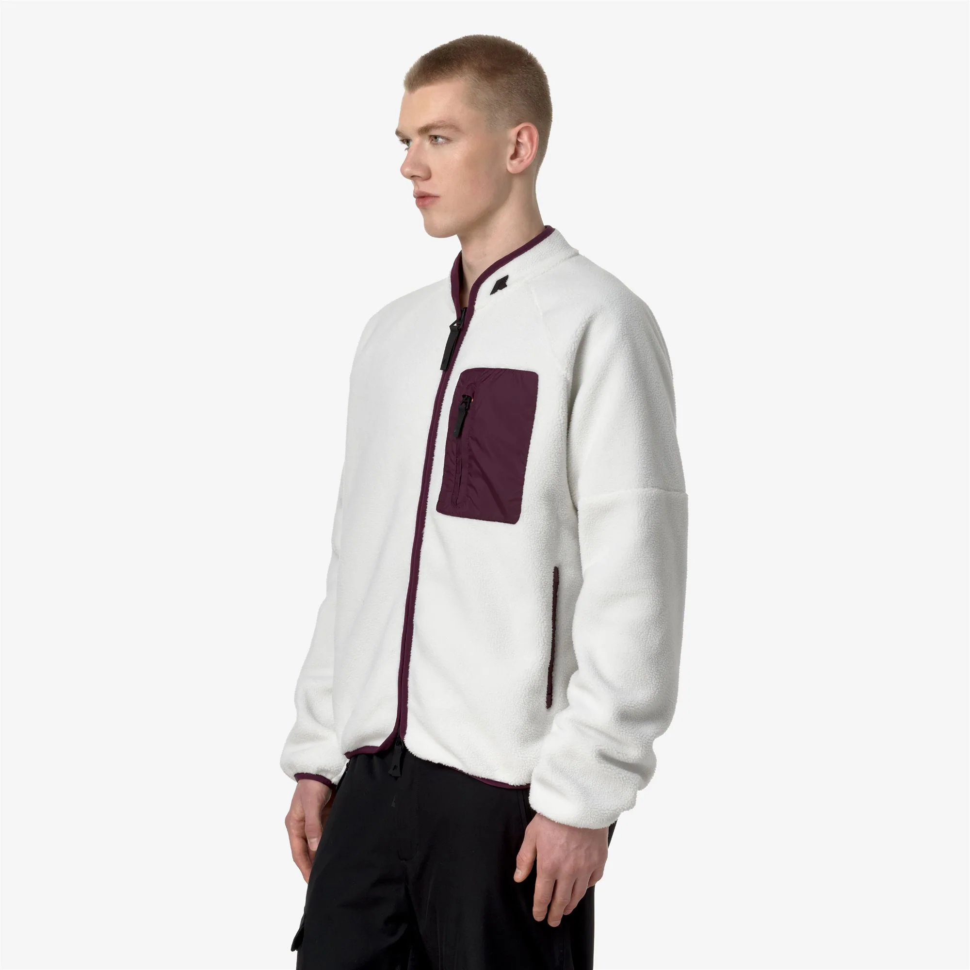 BESSANS - Fleece - Jacket - Man - WHITE G-VIOLET DK PURPLE - Image 5