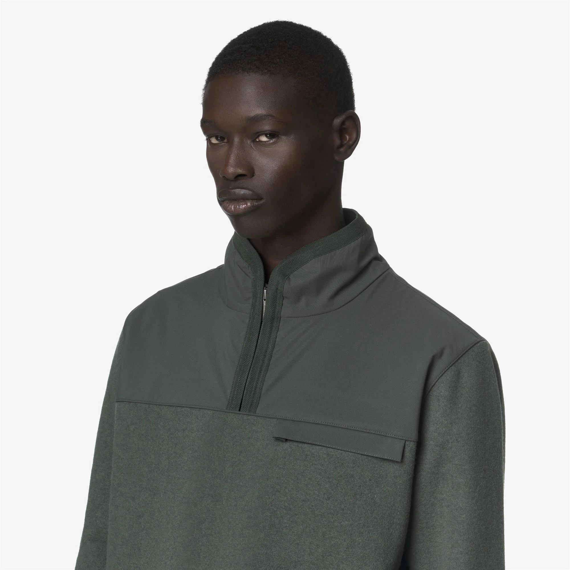 FLEURY WOOL NYLON MIX - Fleece - Pull Over - Man - GREEN BLACKISH-BLUE AIRFORCE - Image 2