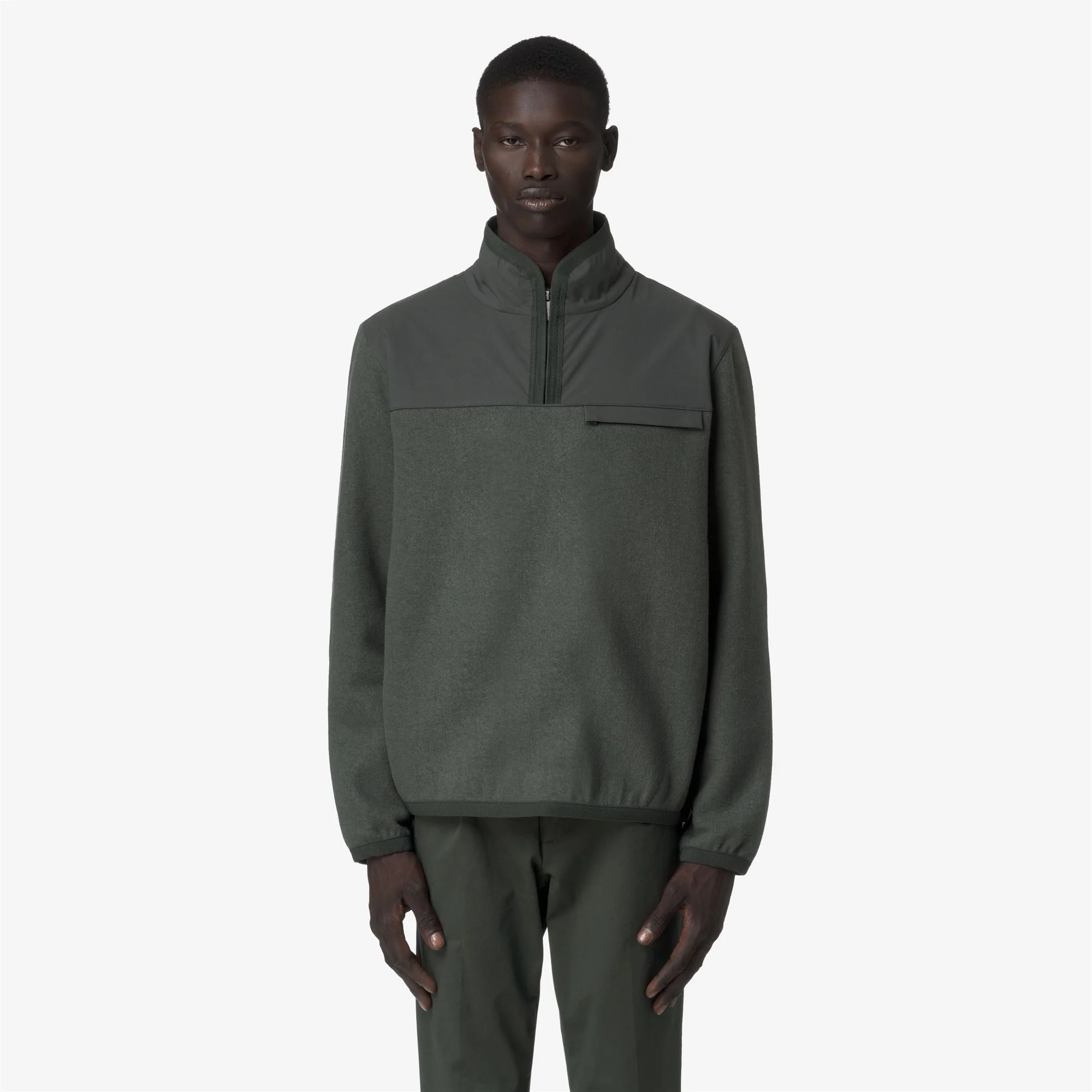 FLEURY WOOL NYLON MIX - Fleece - Pull Over - Man - GREEN BLACKISH-BLUE AIRFORCE - Image 3