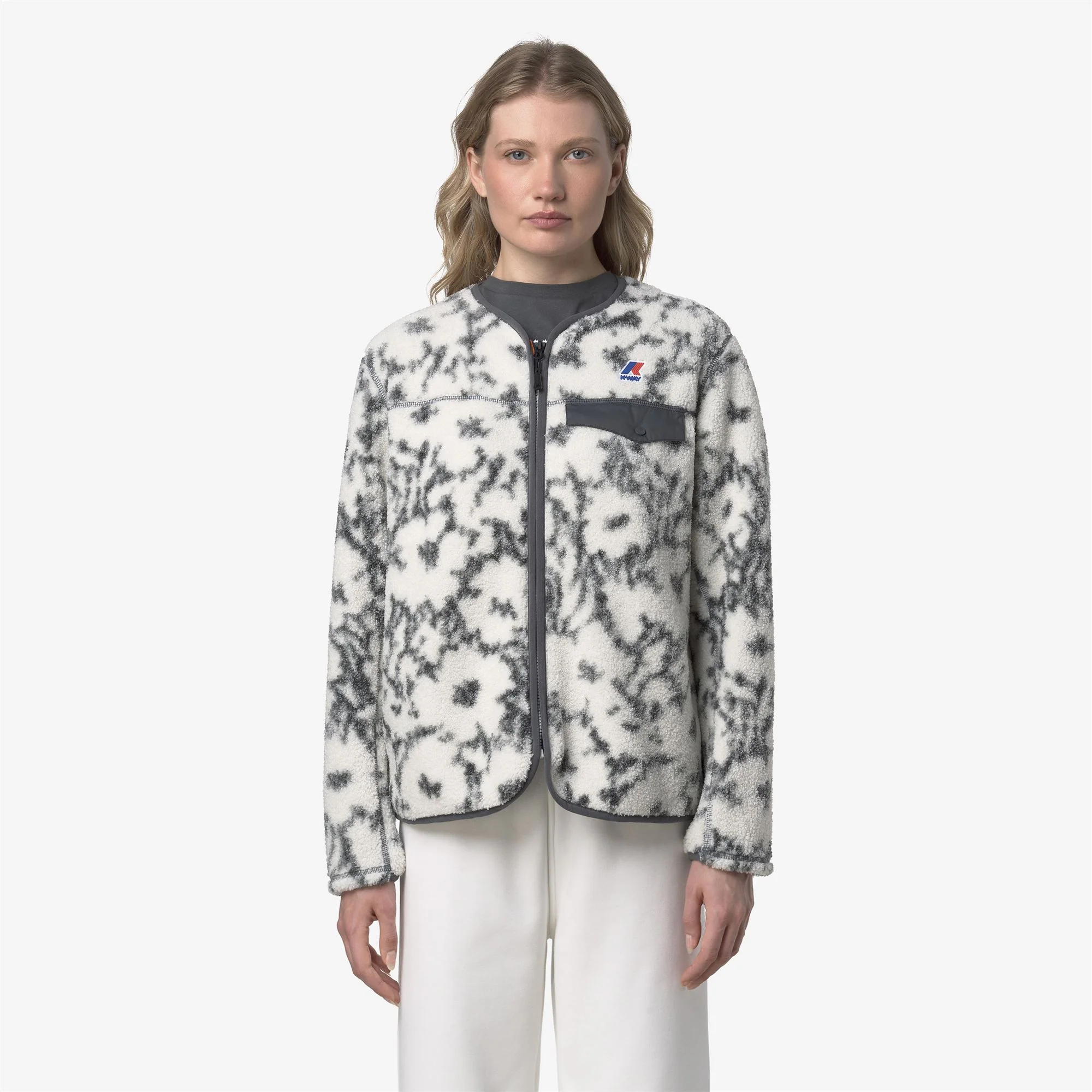 ARISTIDE ORSETTO PRINT - Fleece - Cardigan - Unisex - ECRU-GREY SHADOW DK FLOWERS - Image 3