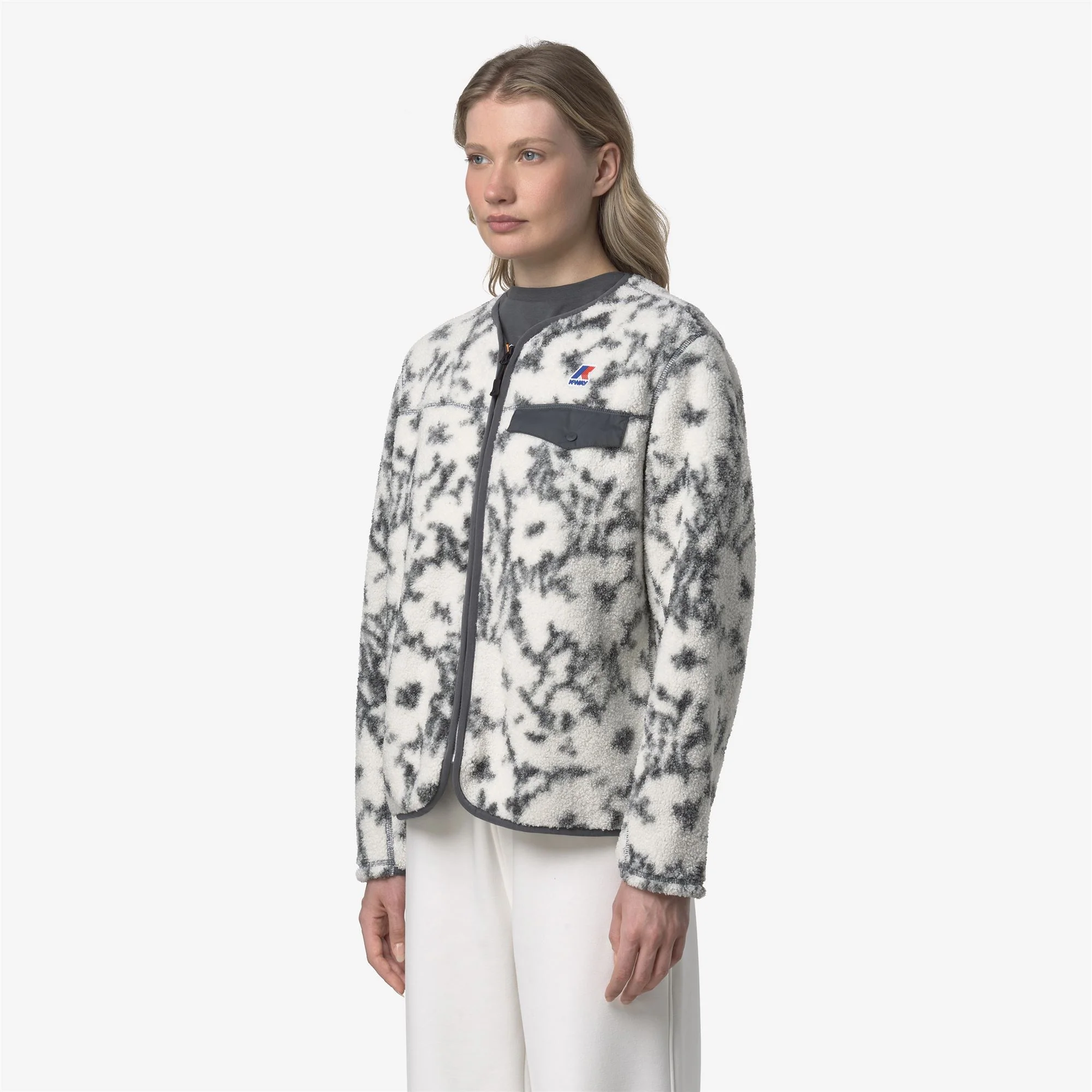 ARISTIDE ORSETTO PRINT - Fleece - Cardigan - Unisex - ECRU-GREY SHADOW DK FLOWERS - Image 4