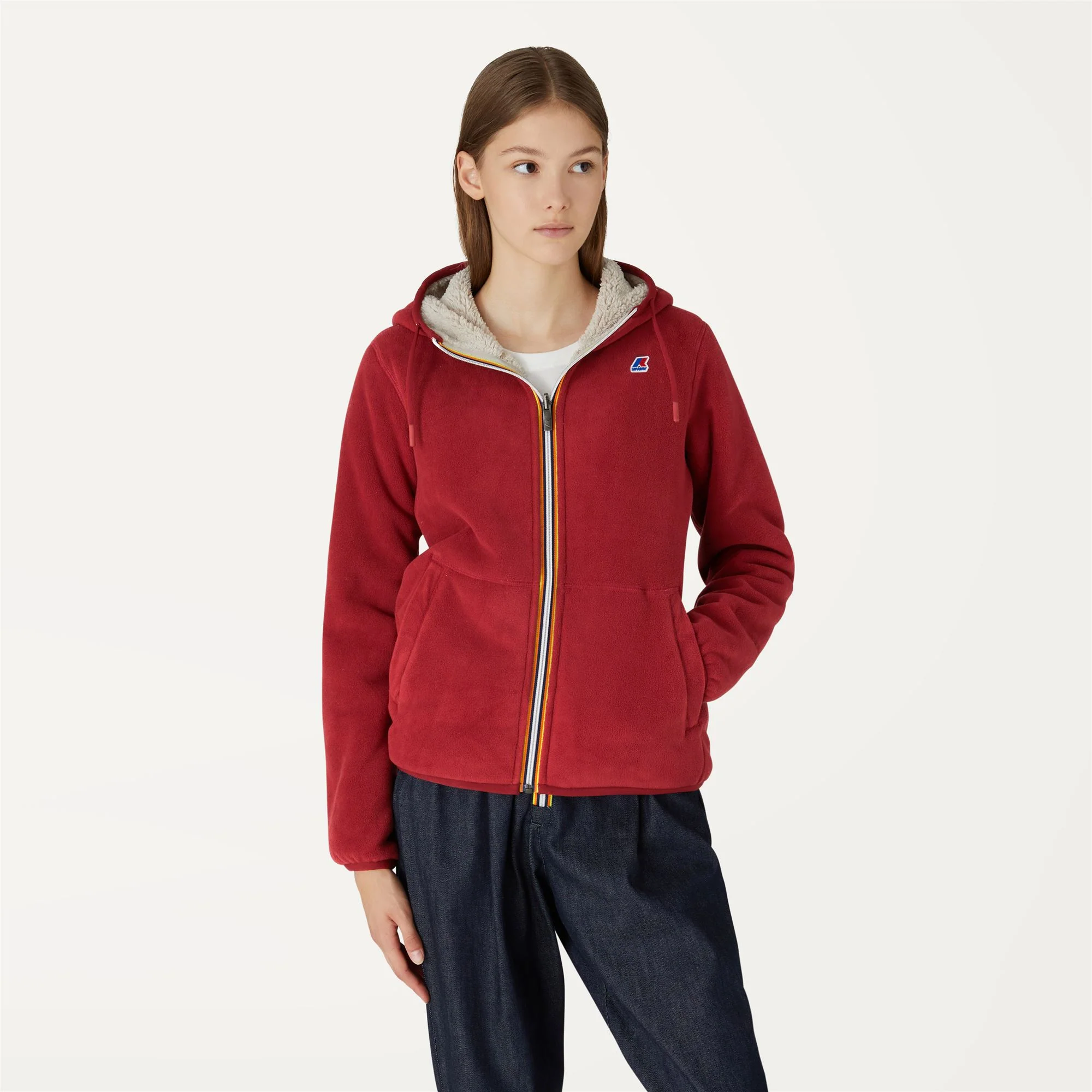 LILY POLAR REVERSIBLE - Fleece - Jacket - Woman - RED DK TOMATO-BEIGE GREY - Image 4