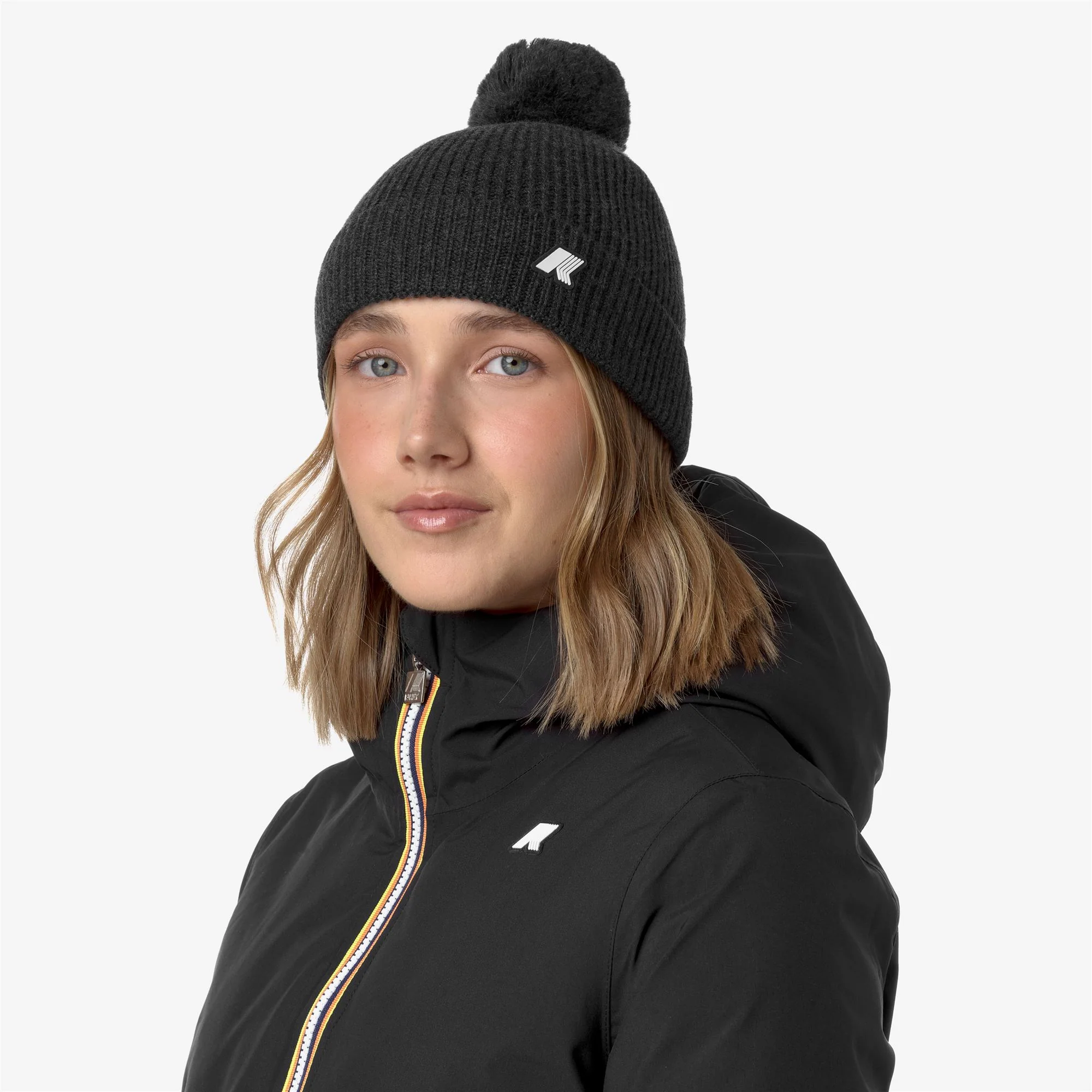 VINCIENNE CARDIGAN STITCH WOOL - Headwear - Hat - Unisex - BLACK PURE MELANGE - Image 2