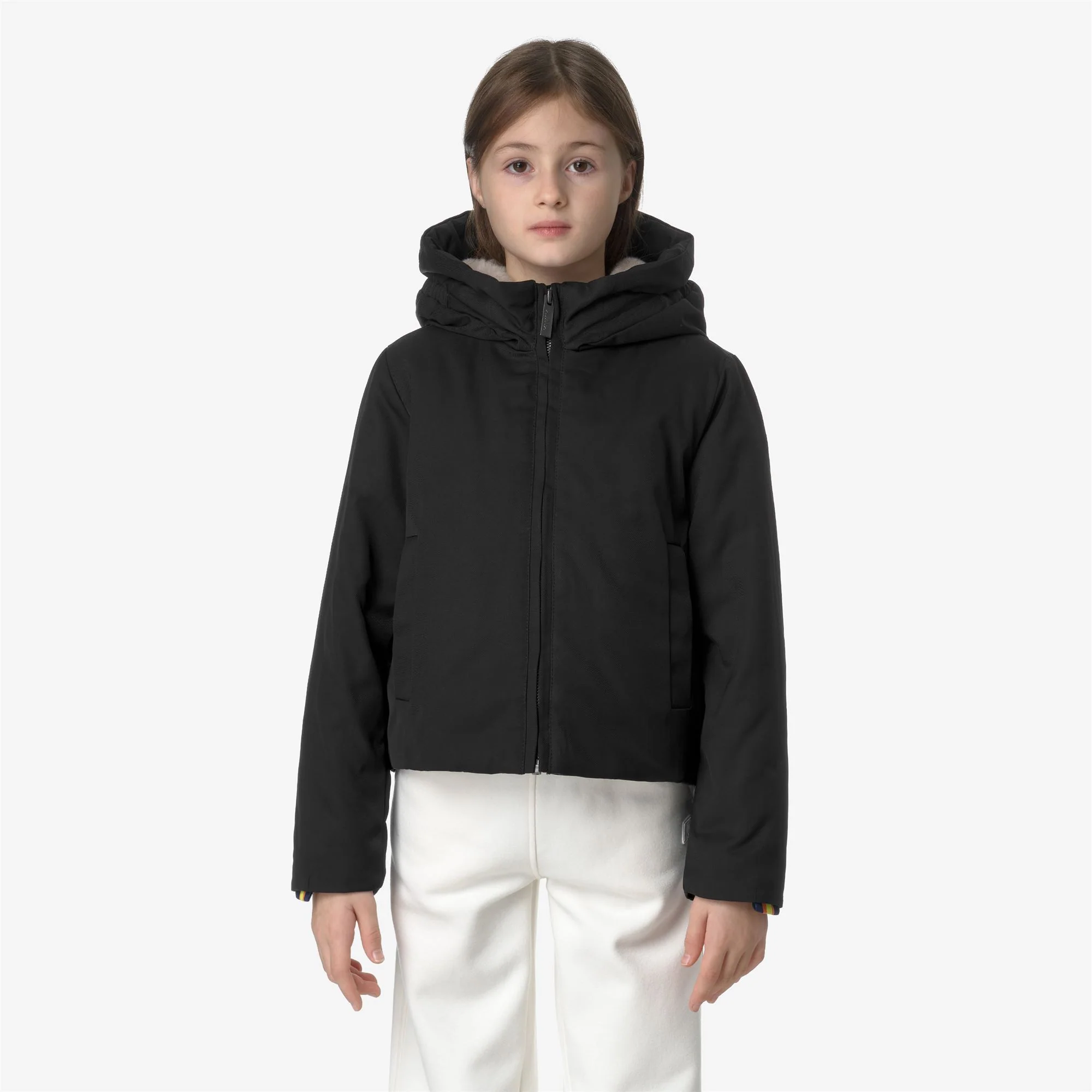 P. OLGA TWILL FUR - Jackets - Short - Girl - BLACK PURE-NATURAL - Image 3