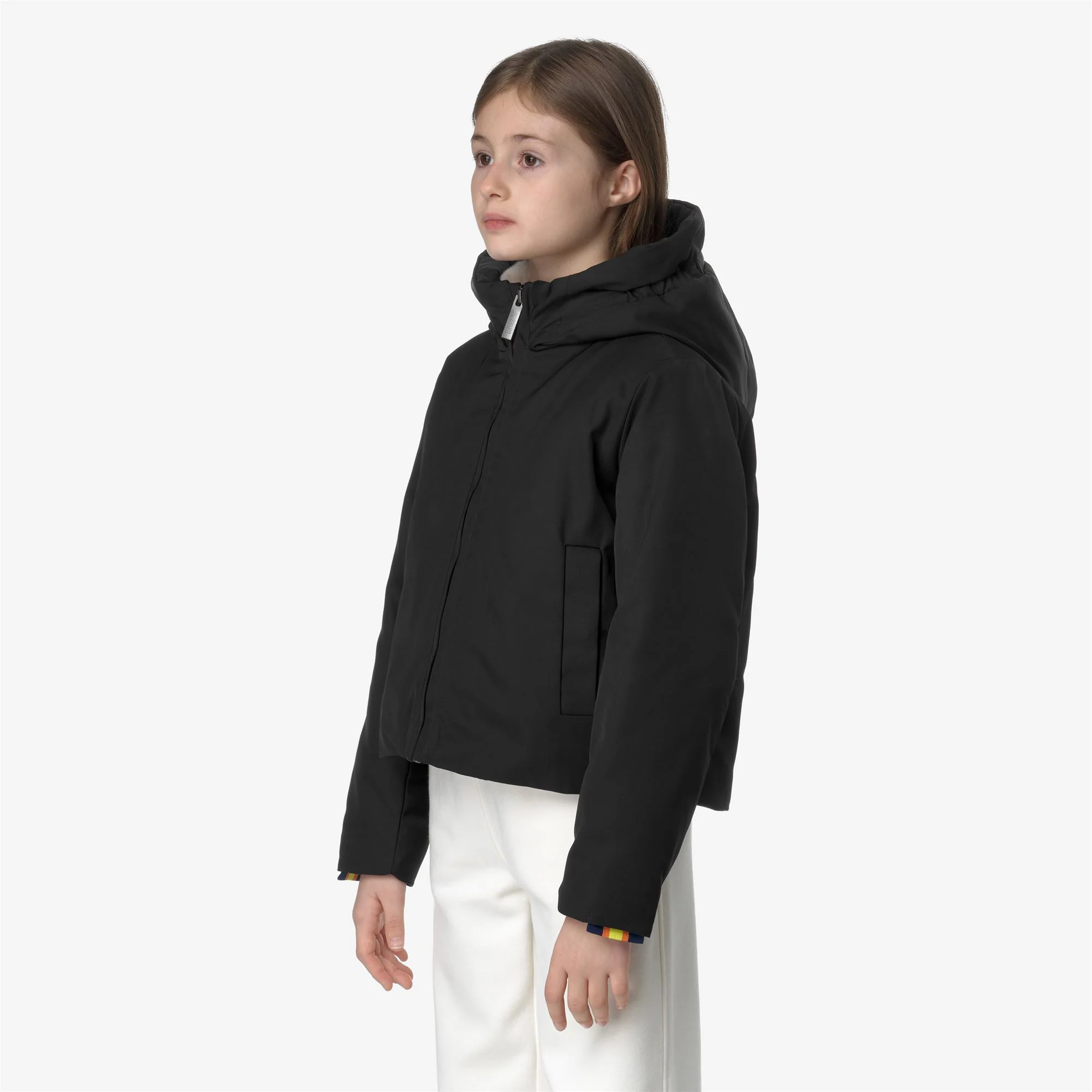P. OLGA TWILL FUR - Jackets - Short - Girl - BLACK PURE-NATURAL - Image 4
