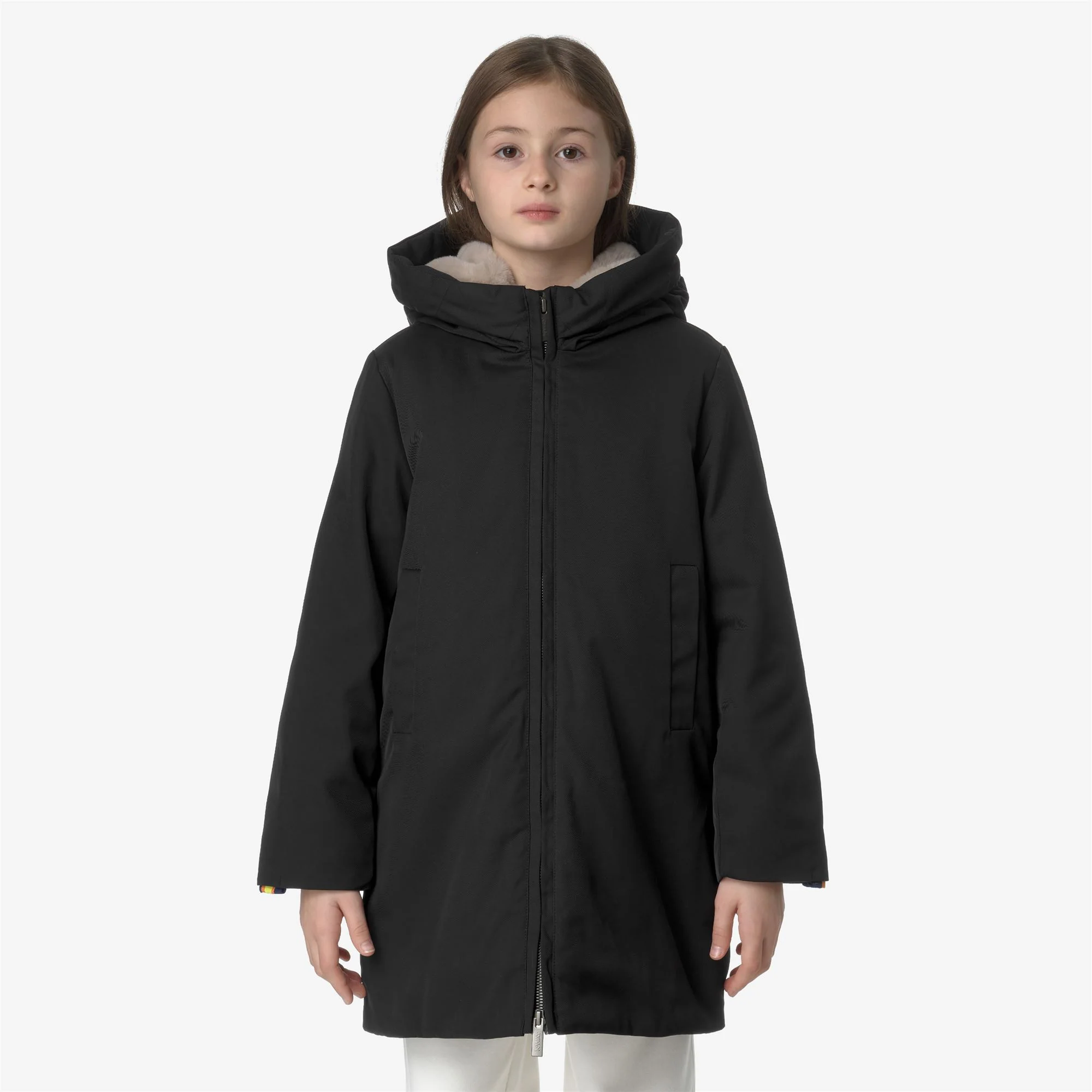 P. OLLY TWILL FUR - Jackets - 3/4 LENGTH - Girl - BLACK PURE-NATURAL - Image 3