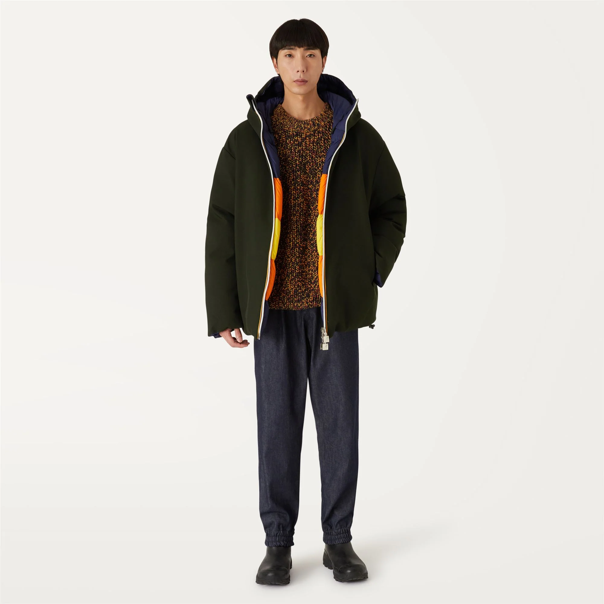ELOI REVERSIBLE WOOL STRIPES - Jackets - Short - Man - GREEN DK FOREST-K-WAY STRIPES - Image 4