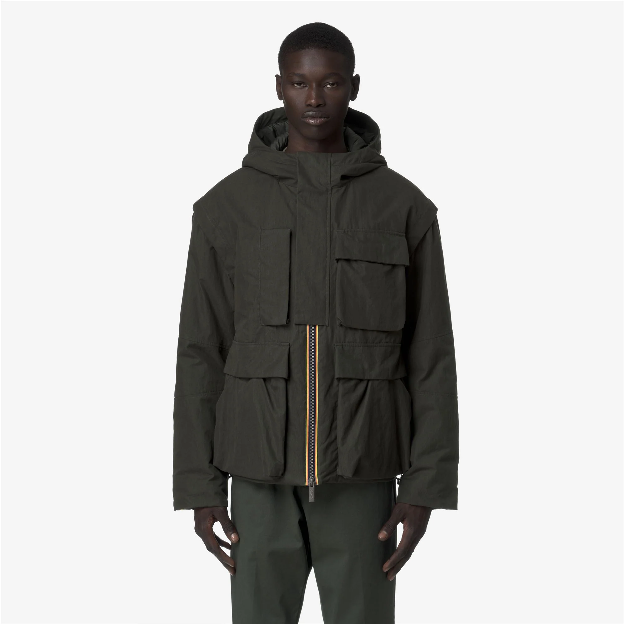 GUILLERMO COTTON FEEL - Jackets - Short - Man - GREEN BLACKISH COMBO - Image 4