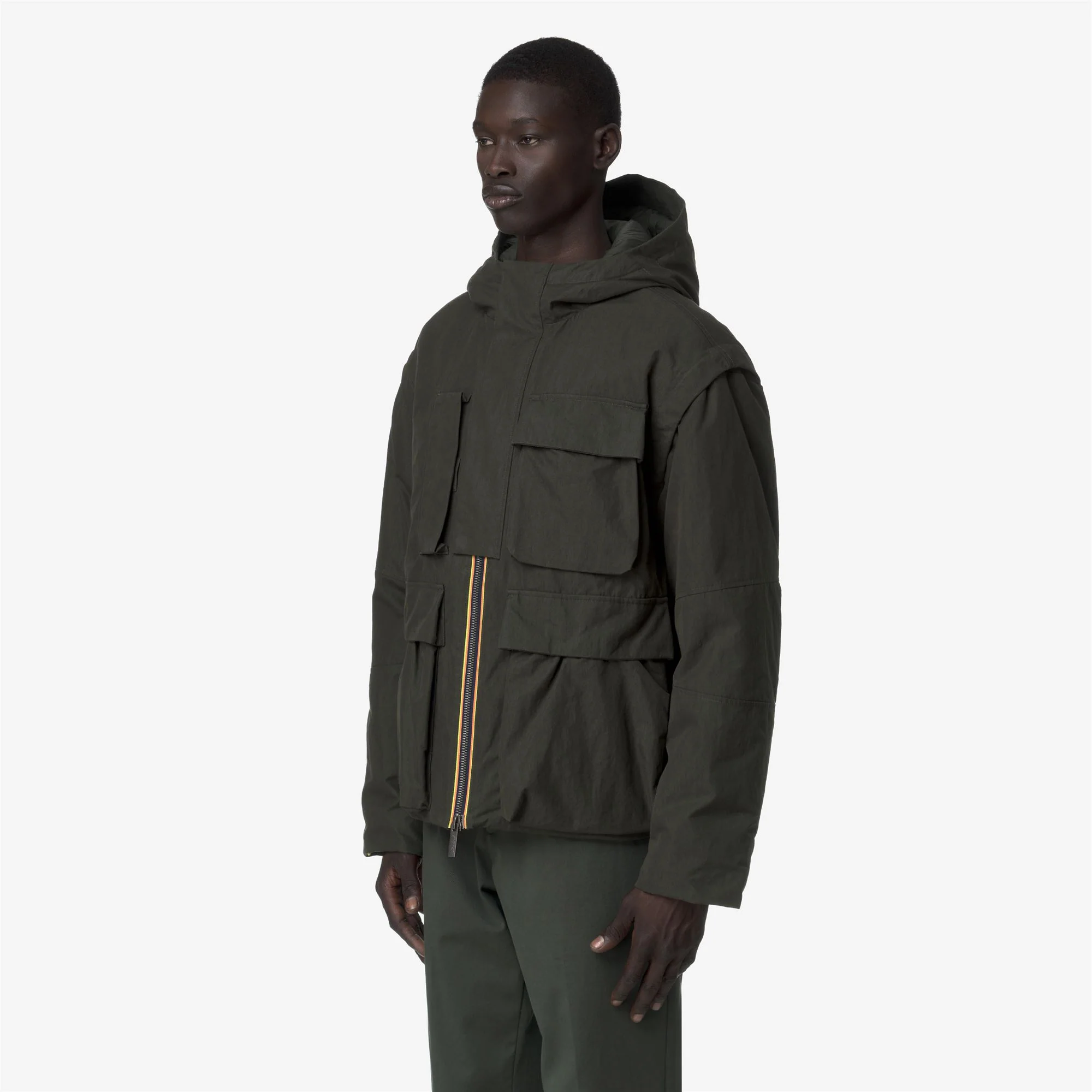 GUILLERMO COTTON FEEL - Jackets - Short - Man - GREEN BLACKISH COMBO - Image 5