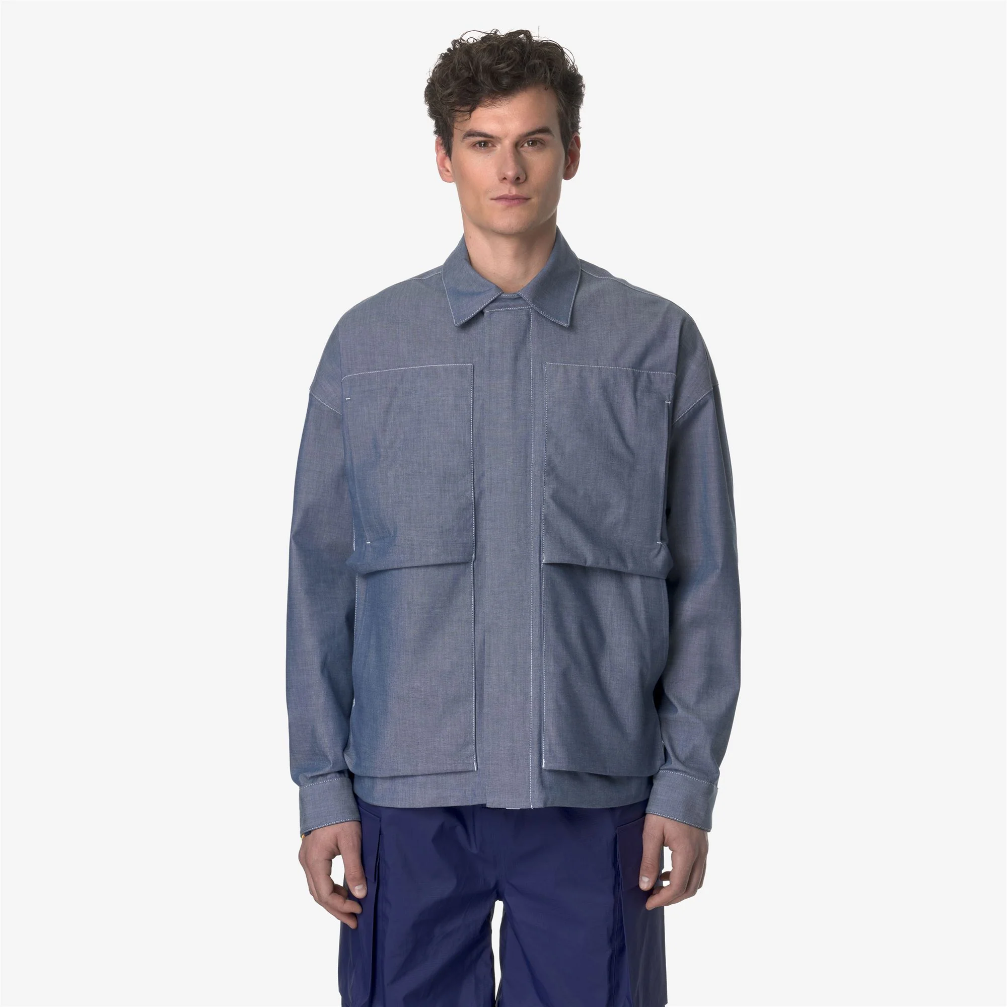 KAYEL CHAMBRAY 3L - Jackets - Short - Man - CHAMBRAY-GREEN SPHAGNUM - Image 3