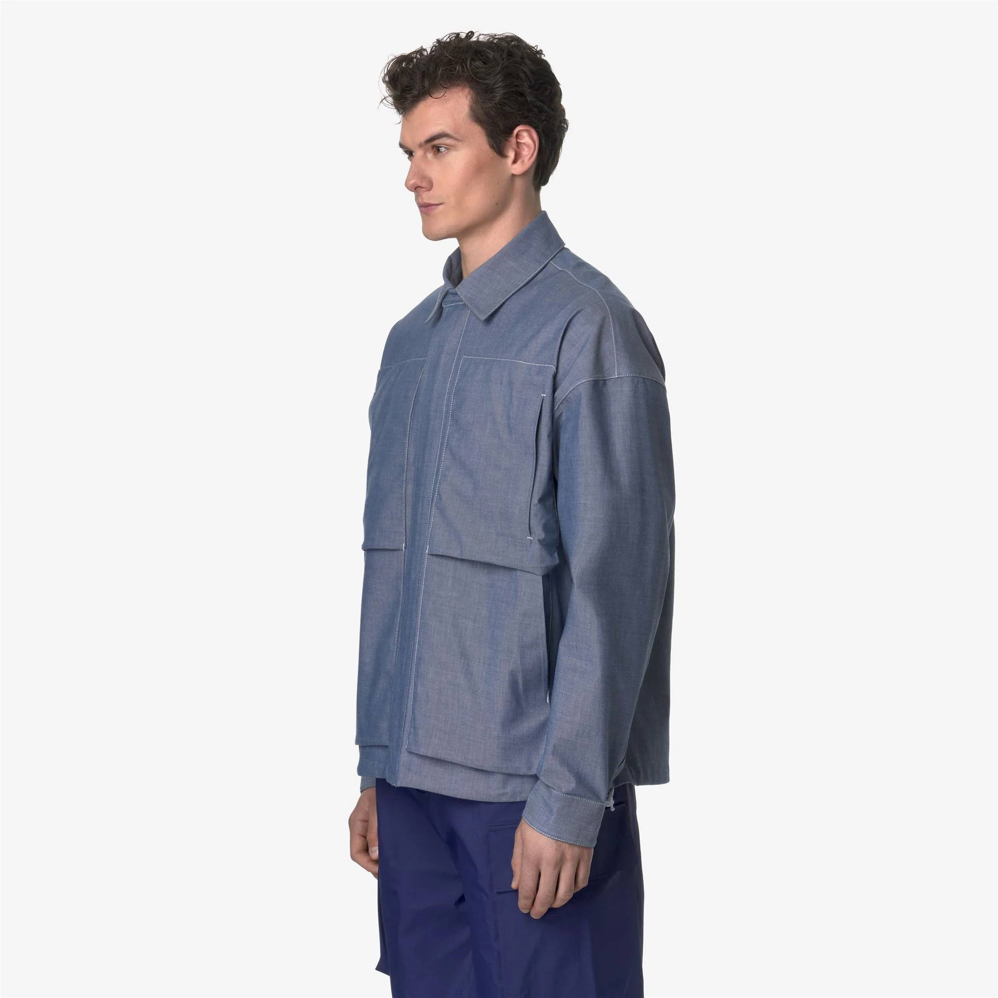 KAYEL CHAMBRAY 3L - Jackets - Short - Man - CHAMBRAY-GREEN SPHAGNUM - Image 4