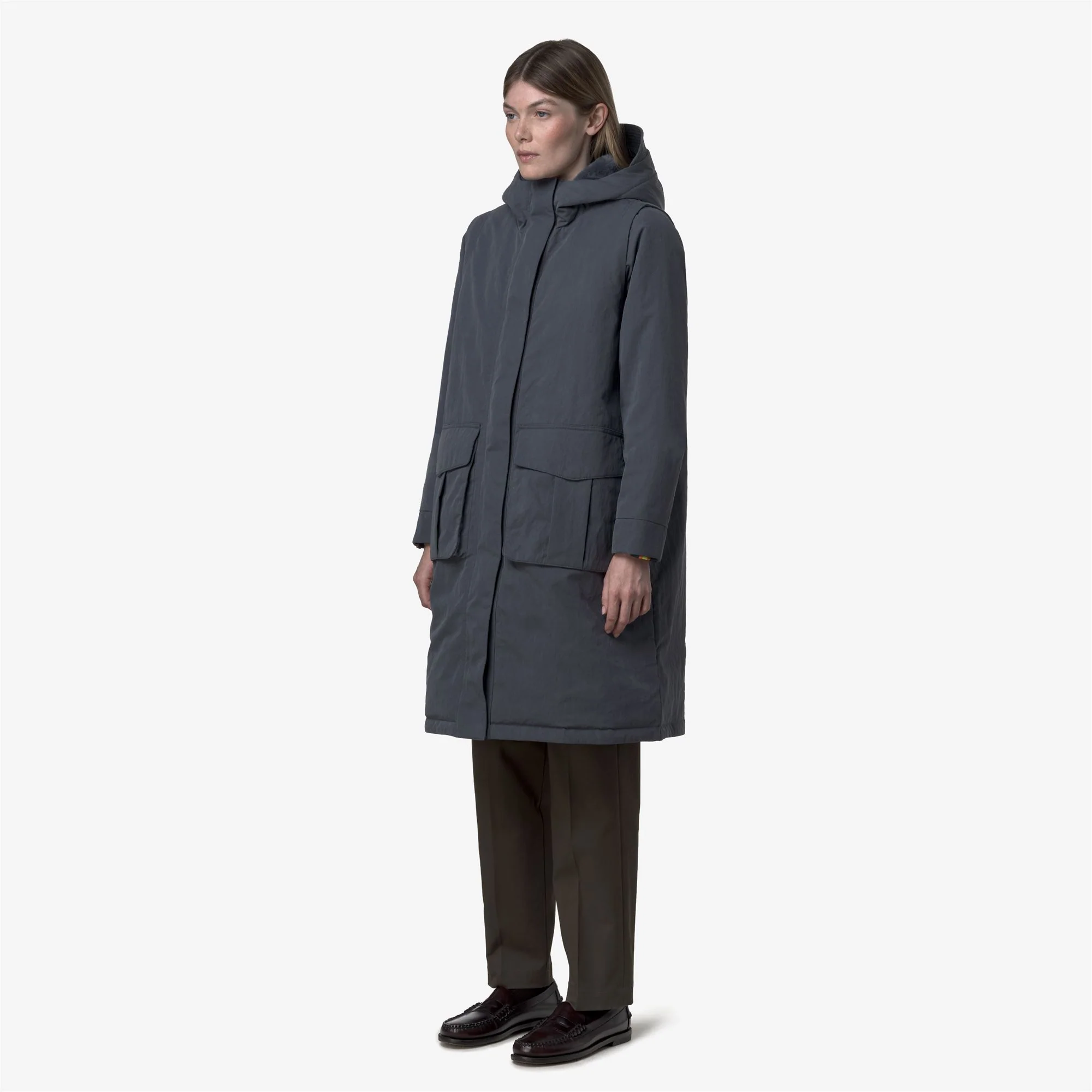 BRUNIL COTTON FEEL - Jackets - Long - Woman - BLUE AIRFORCE-BLUE AIRFORCE FUR - Image 4