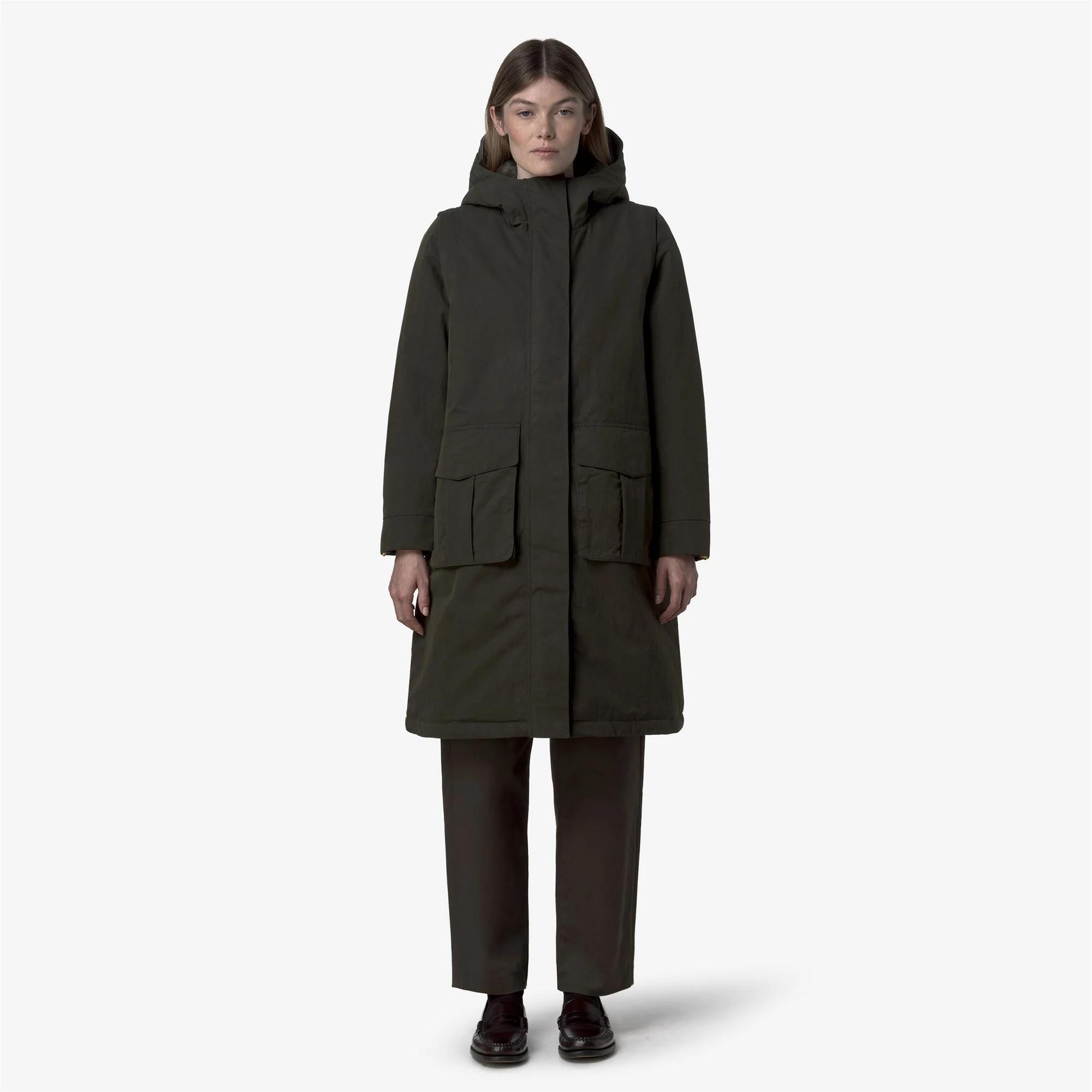 BRUNIL COTTON FEEL - Jackets - Long - Woman - GREEN BLACKISH-GREEN BLACKISH FUR - Image 3