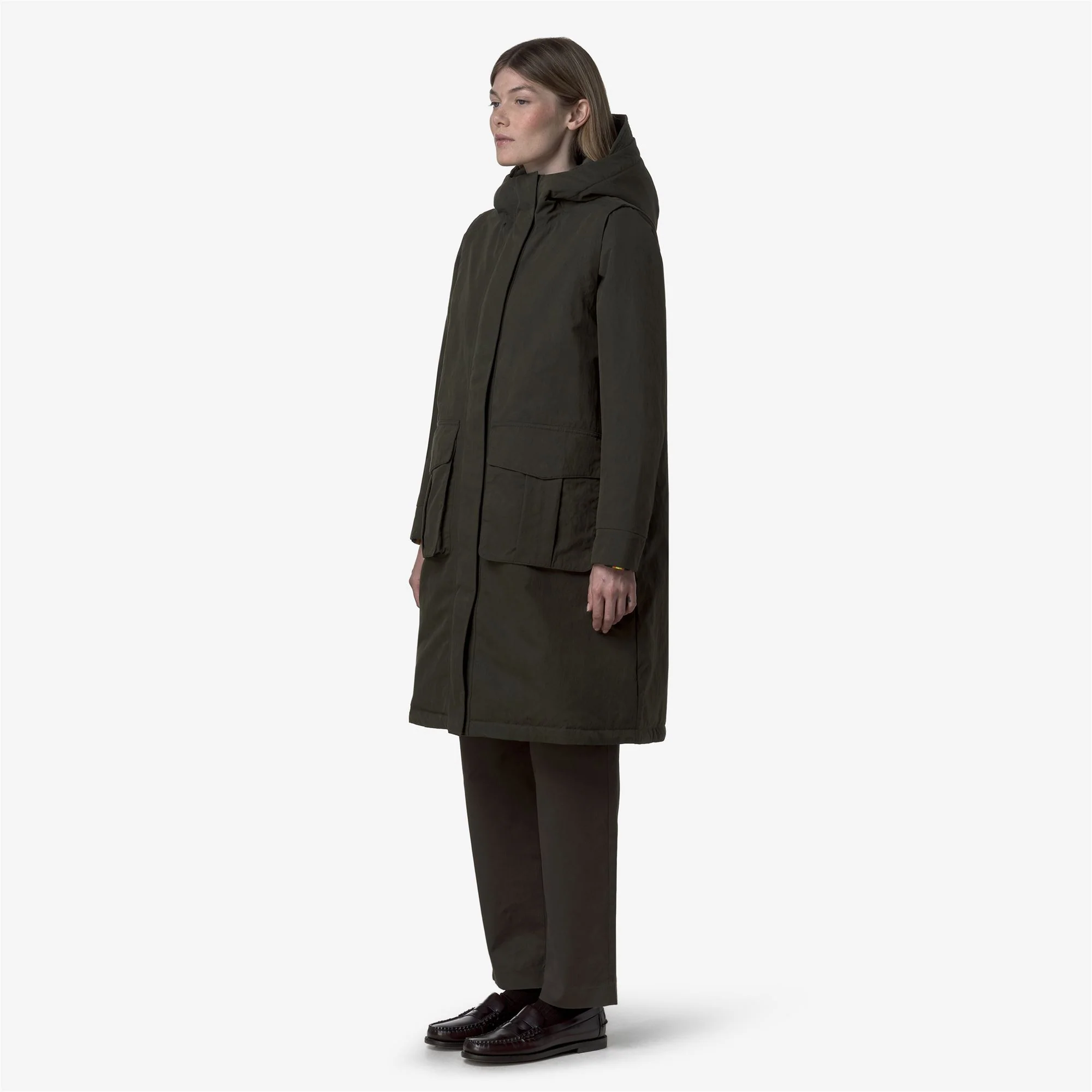 BRUNIL COTTON FEEL - Jackets - Long - Woman - GREEN BLACKISH-GREEN BLACKISH FUR - Image 4