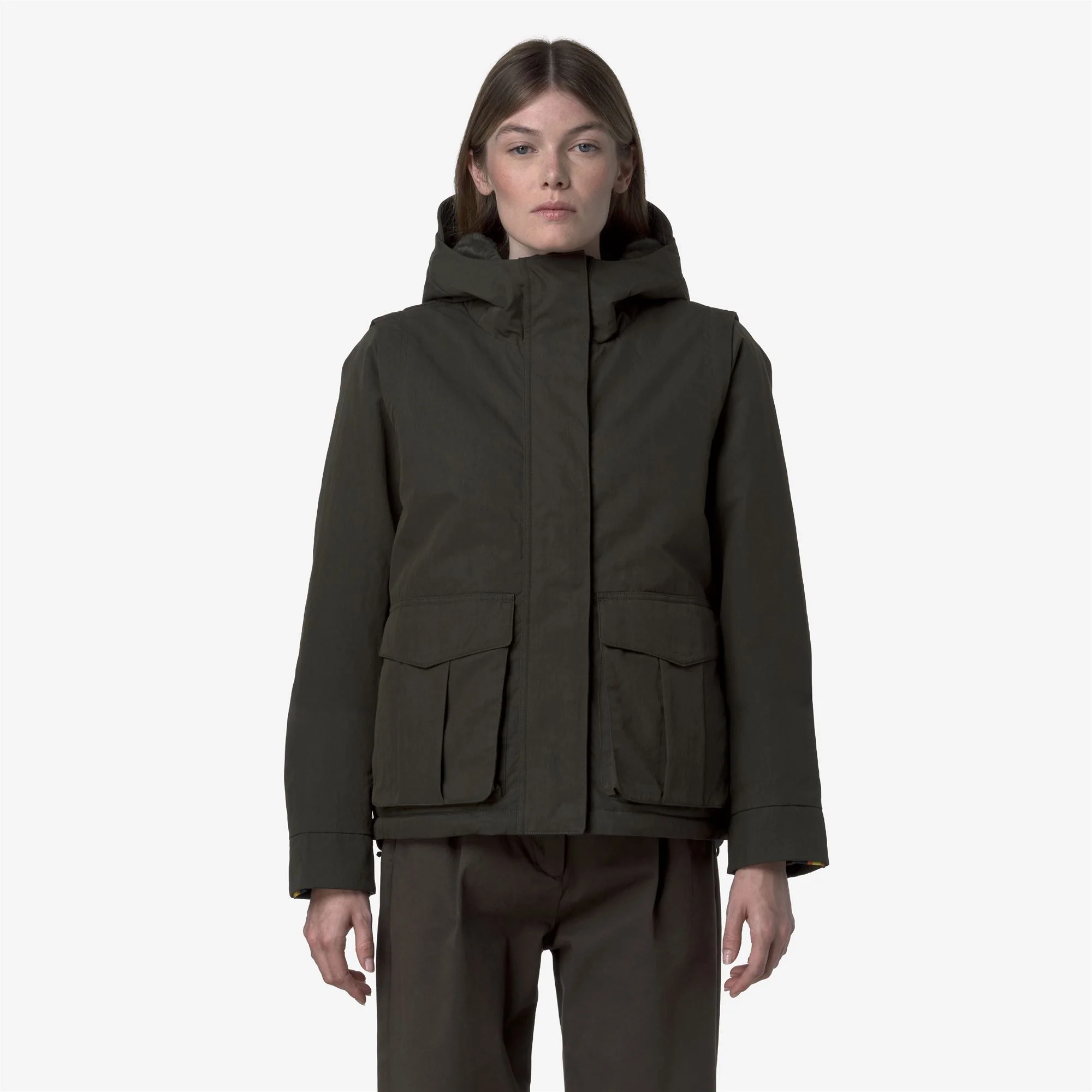IDELER COTTON FEEL - Jackets - Short - Woman - GREEN BLACKISH-GREEN BLACKISH FUR - Image 3