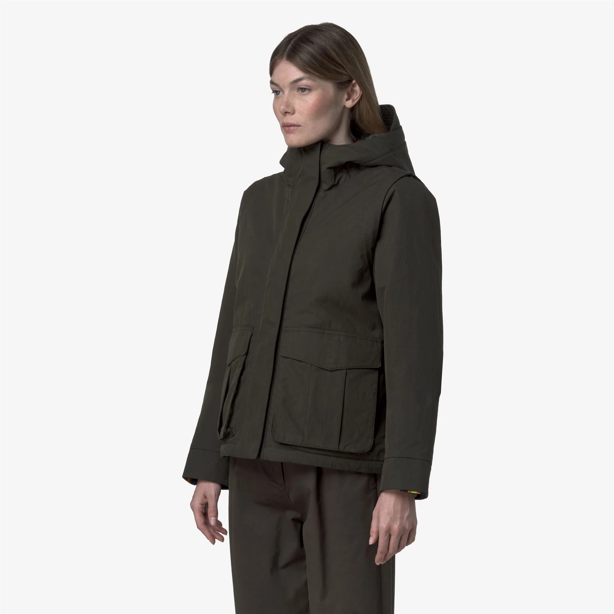 IDELER COTTON FEEL - Jackets - Short - Woman - GREEN BLACKISH-GREEN BLACKISH FUR - Image 4