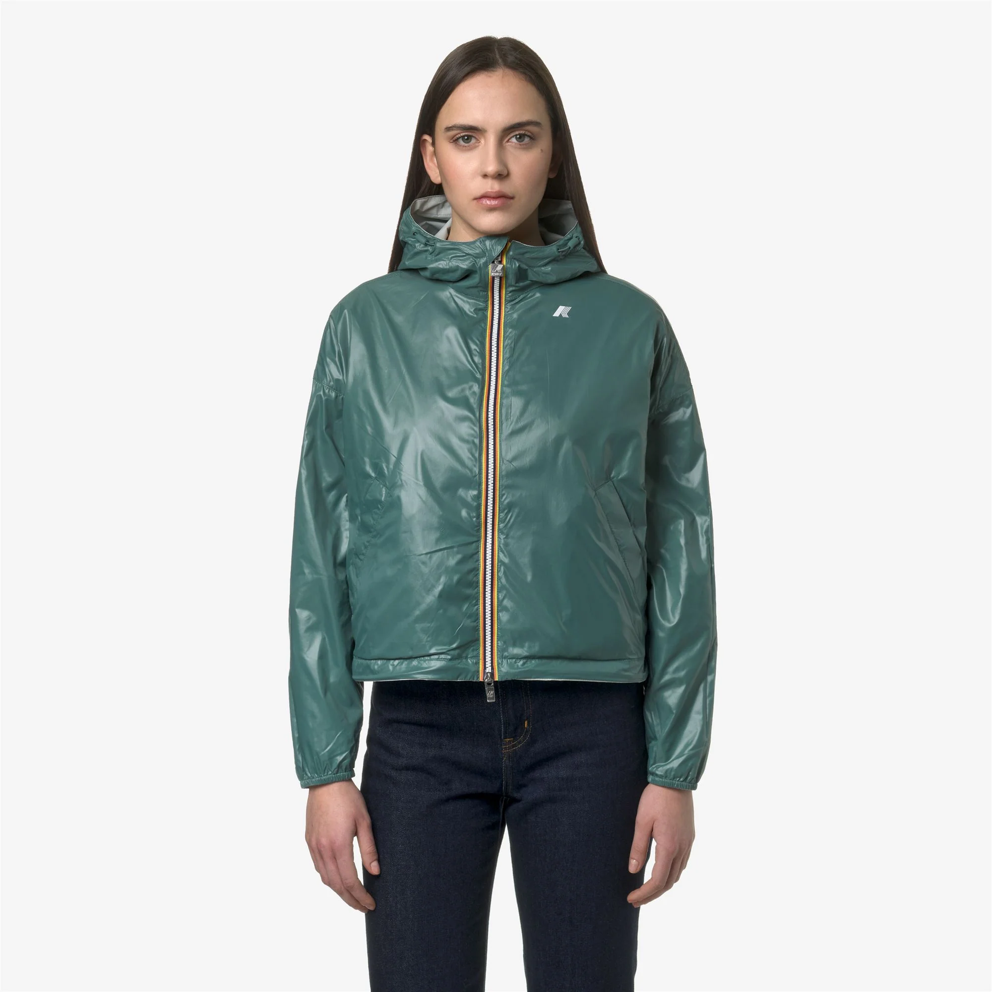 LAURETTE PLUS.2 REVERSIBLE - Jackets - Short - Woman - GREY S-GREEN P - Image 3
