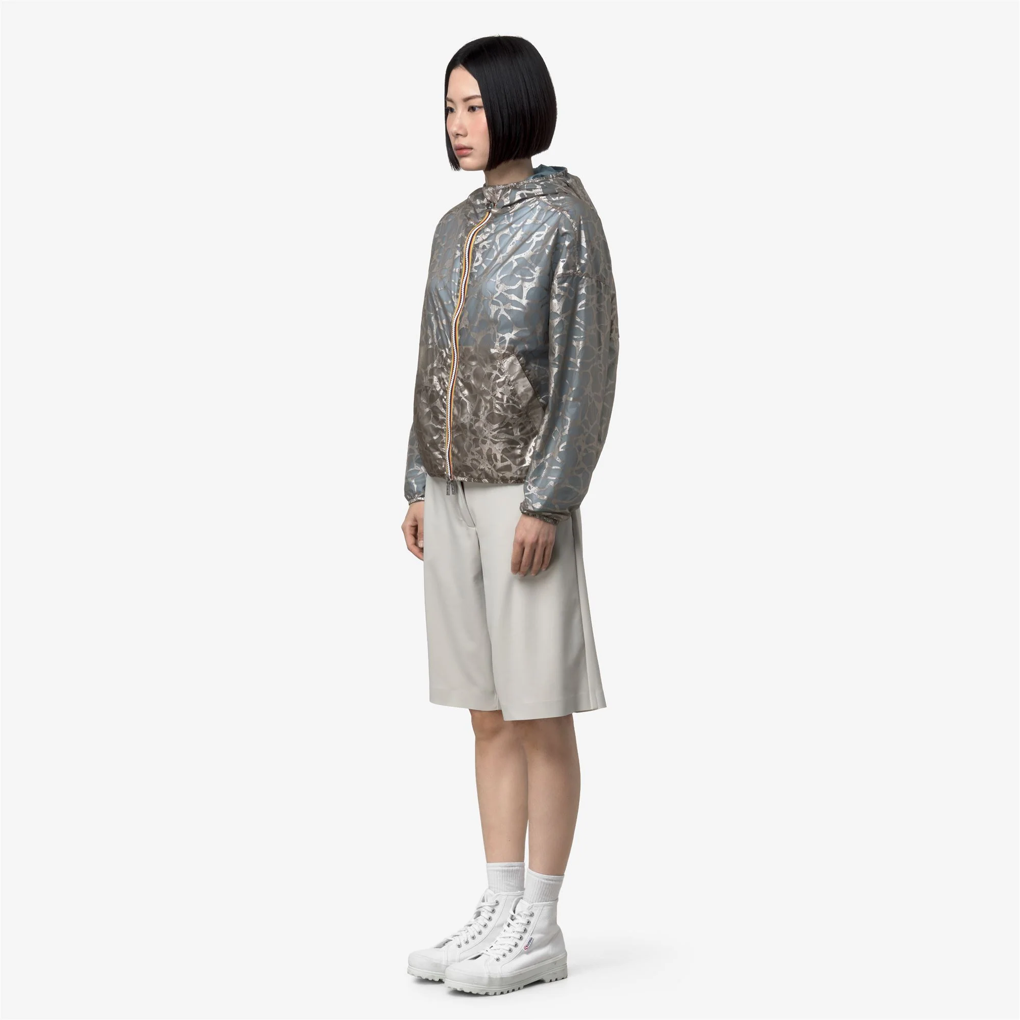 LAURETTE SUPER LIGHT LAMI REVERSIBLE - Jackets - Short - Woman - BEIGE-BLUE LAMINATED - Image 5