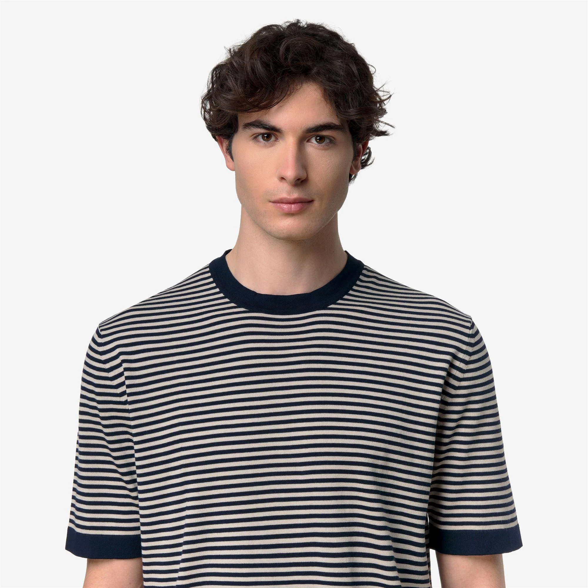 COMBE STRIPES - KNITWEAR - Pull  Over - Man - BLUE DEPTH-BEIGE LT - Image 2