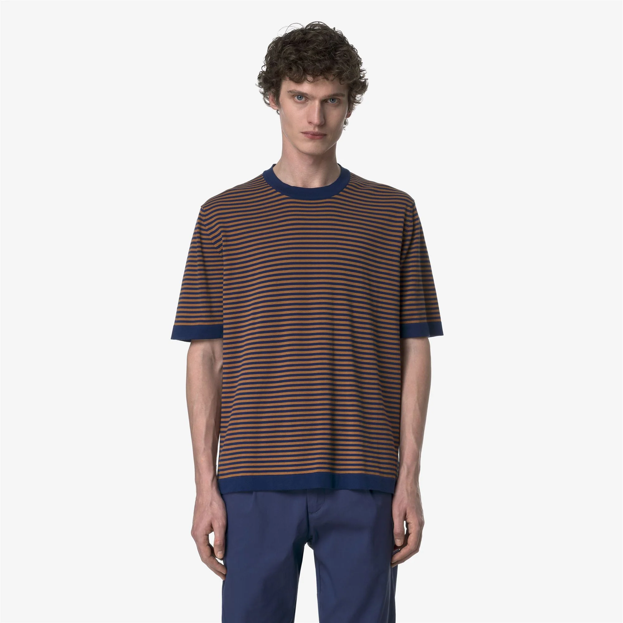 COMBE STRIPES - KNITWEAR - Pull  Over - Man - BLUE DEPTHS-BROWN BRAN - Image 3