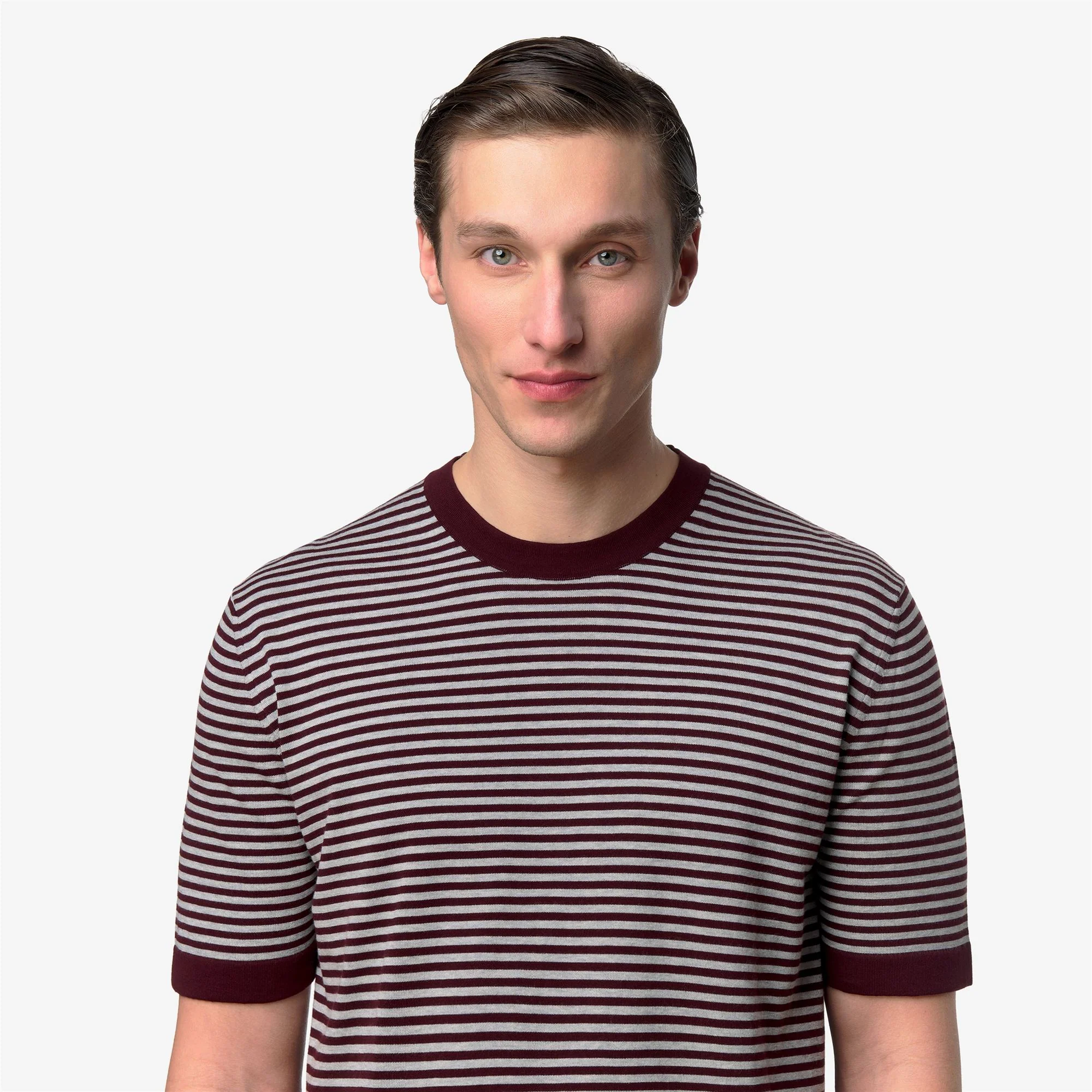 COMBE STRIPES - KNITWEAR - Pull  Over - Man - VIOLET-GREY MELANGE - Image 2