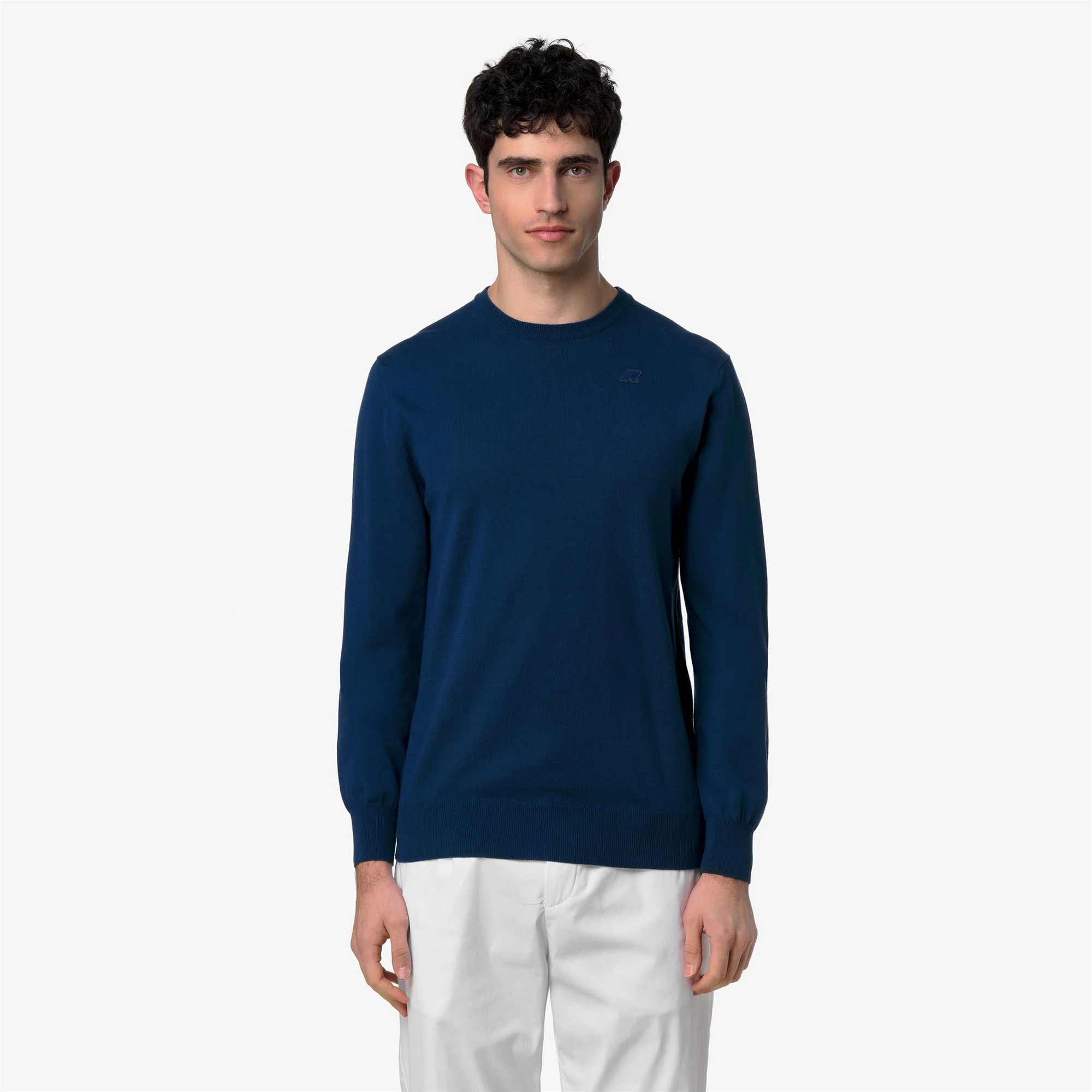 SEBASTIEN COTTON PS - KNITWEAR - Pull  Over - Man - BLUE DK DENIM - Image 3