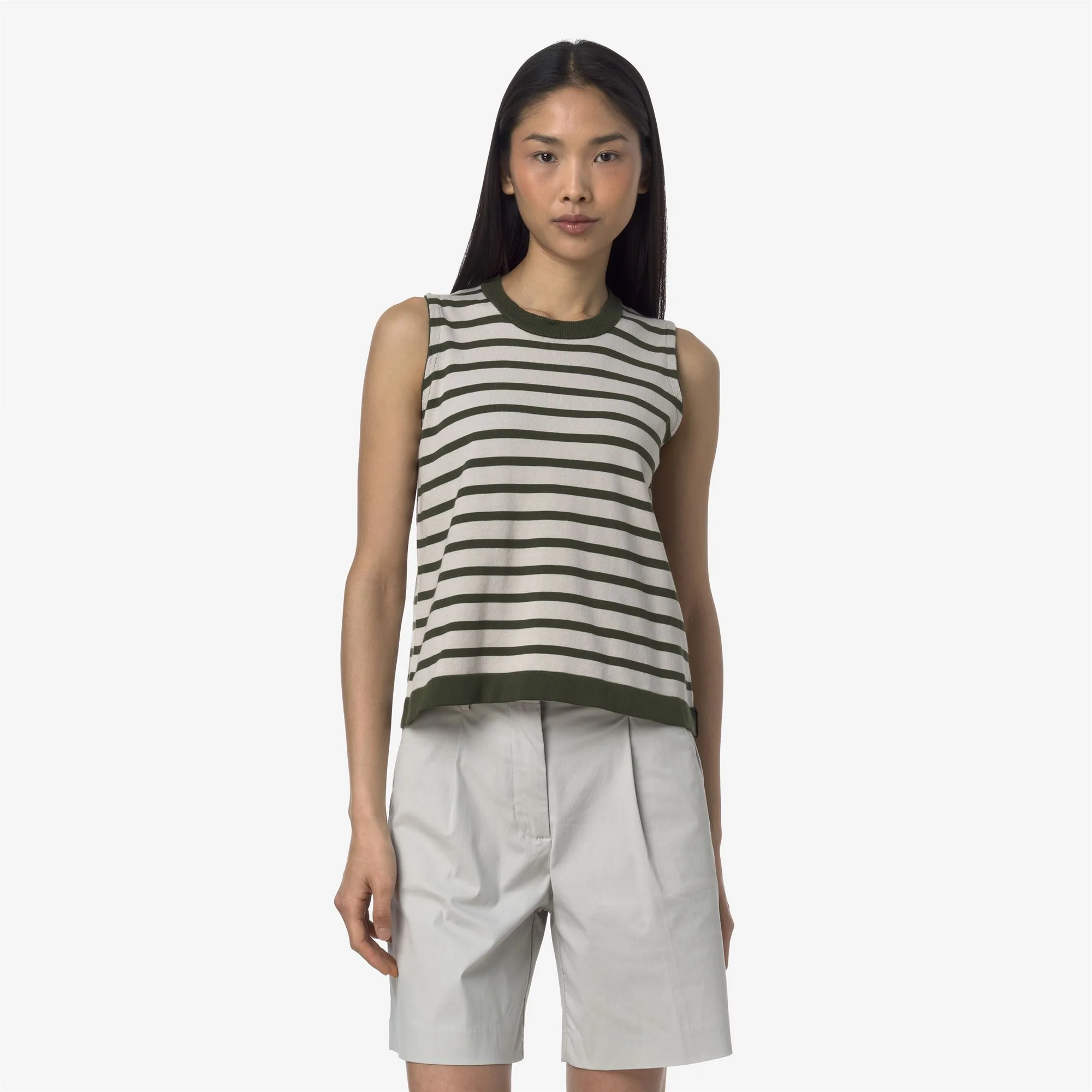 GERI STRIPES - KNITWEAR - Vest - Woman - BEIGE LT-GREEN LICHEN - Image 3
