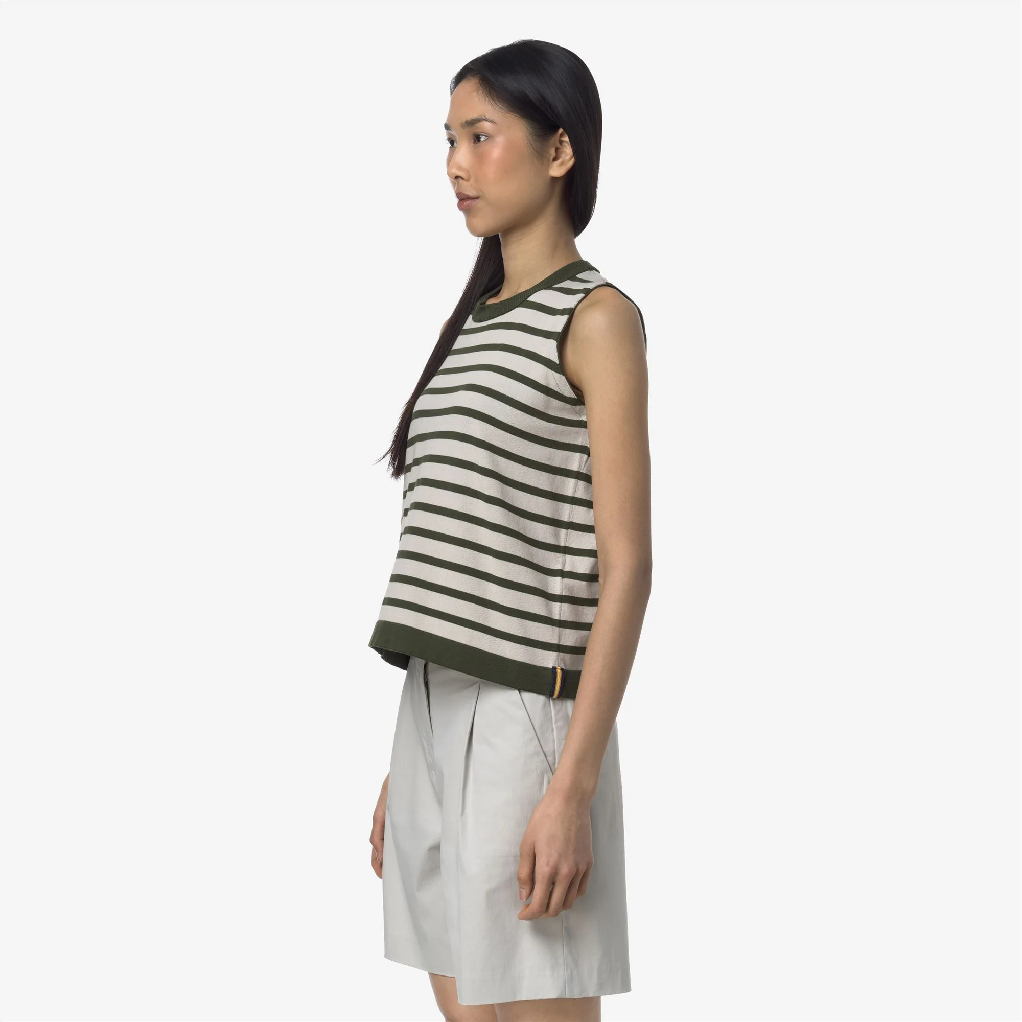 GERI STRIPES - KNITWEAR - Vest - Woman - BEIGE LT-GREEN LICHEN - Image 4