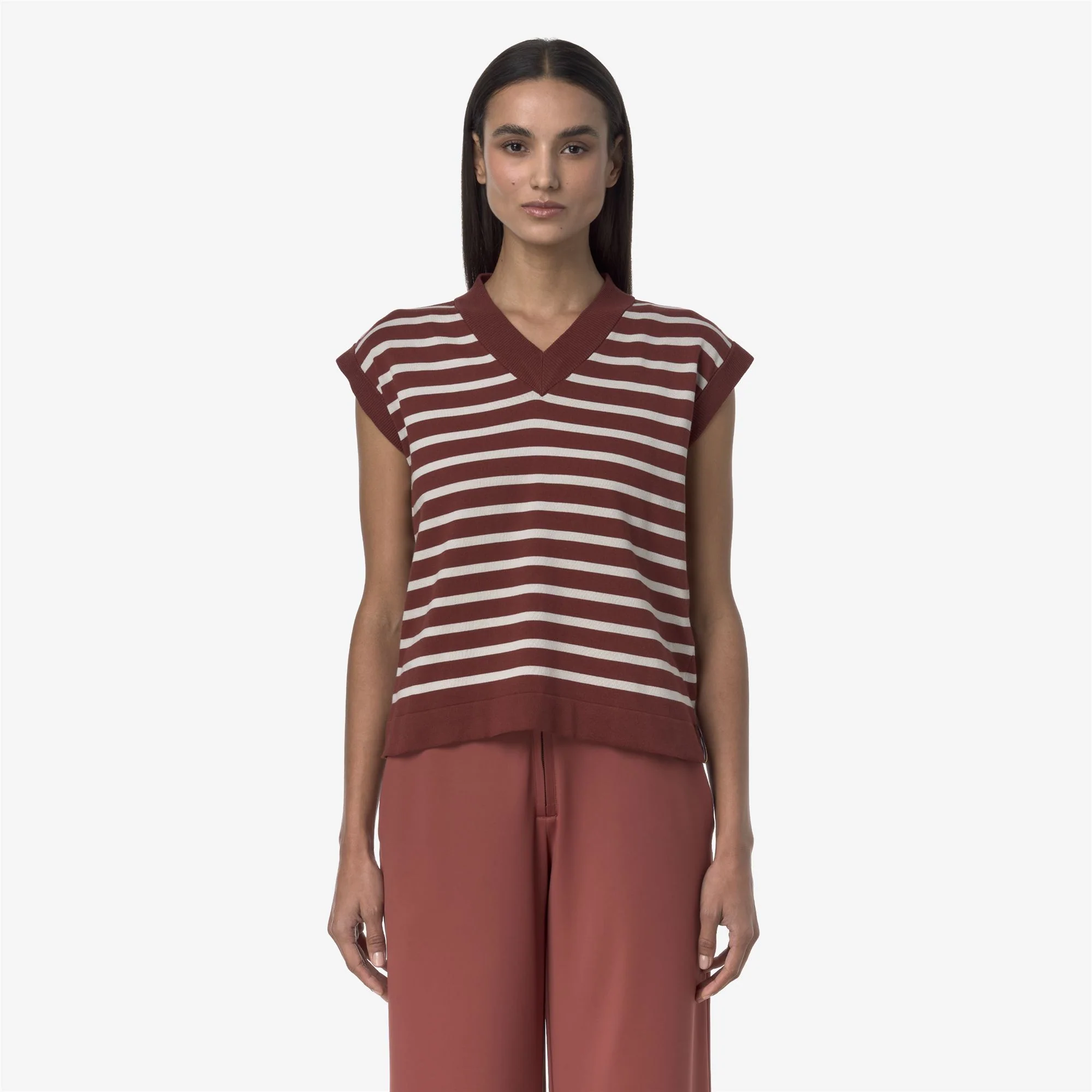 JENER STRIPES - KNITWEAR - Vest - Woman - BROWN FIERY-BEIGE LT - Image 3