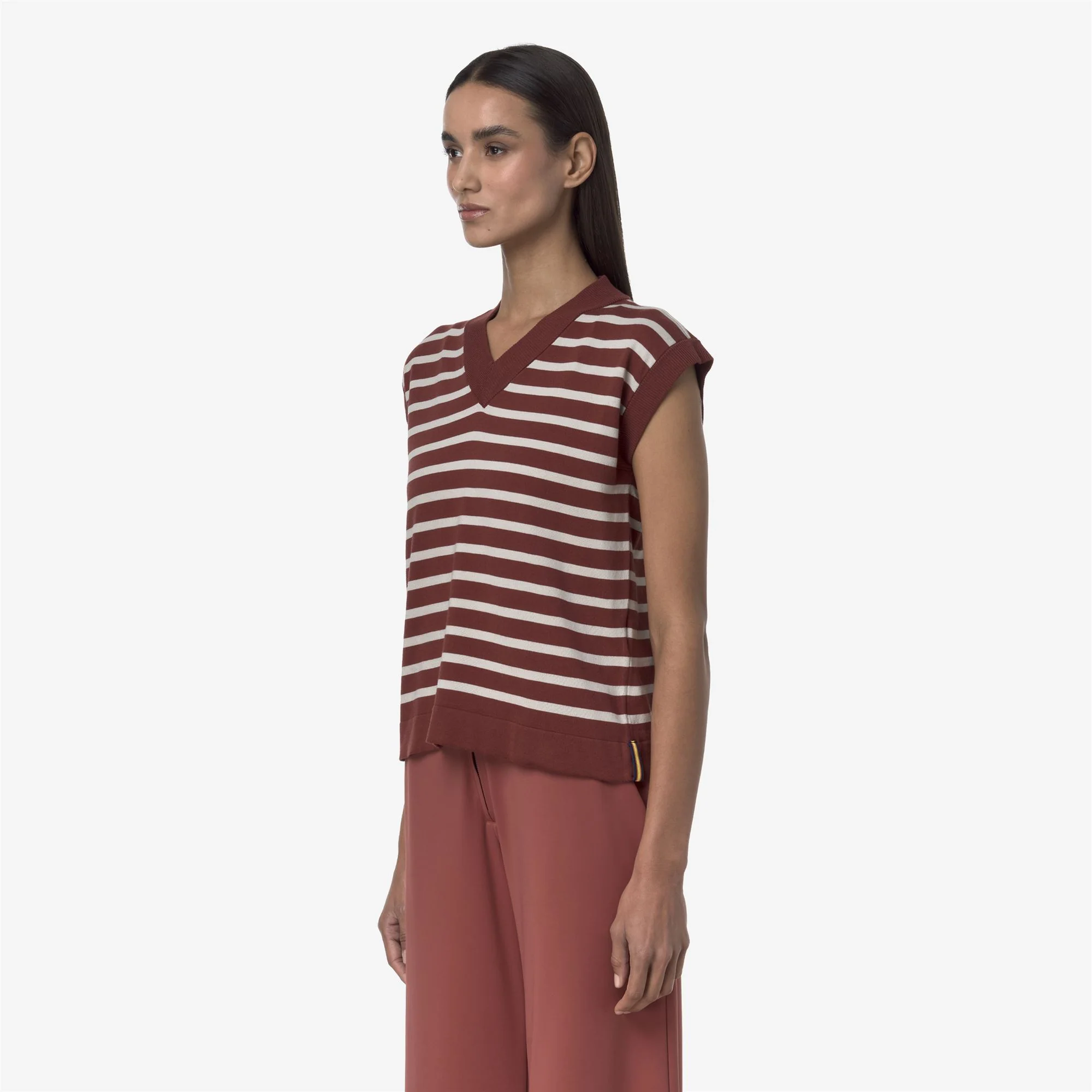 JENER STRIPES - KNITWEAR - Vest - Woman - BROWN FIERY-BEIGE LT - Image 4