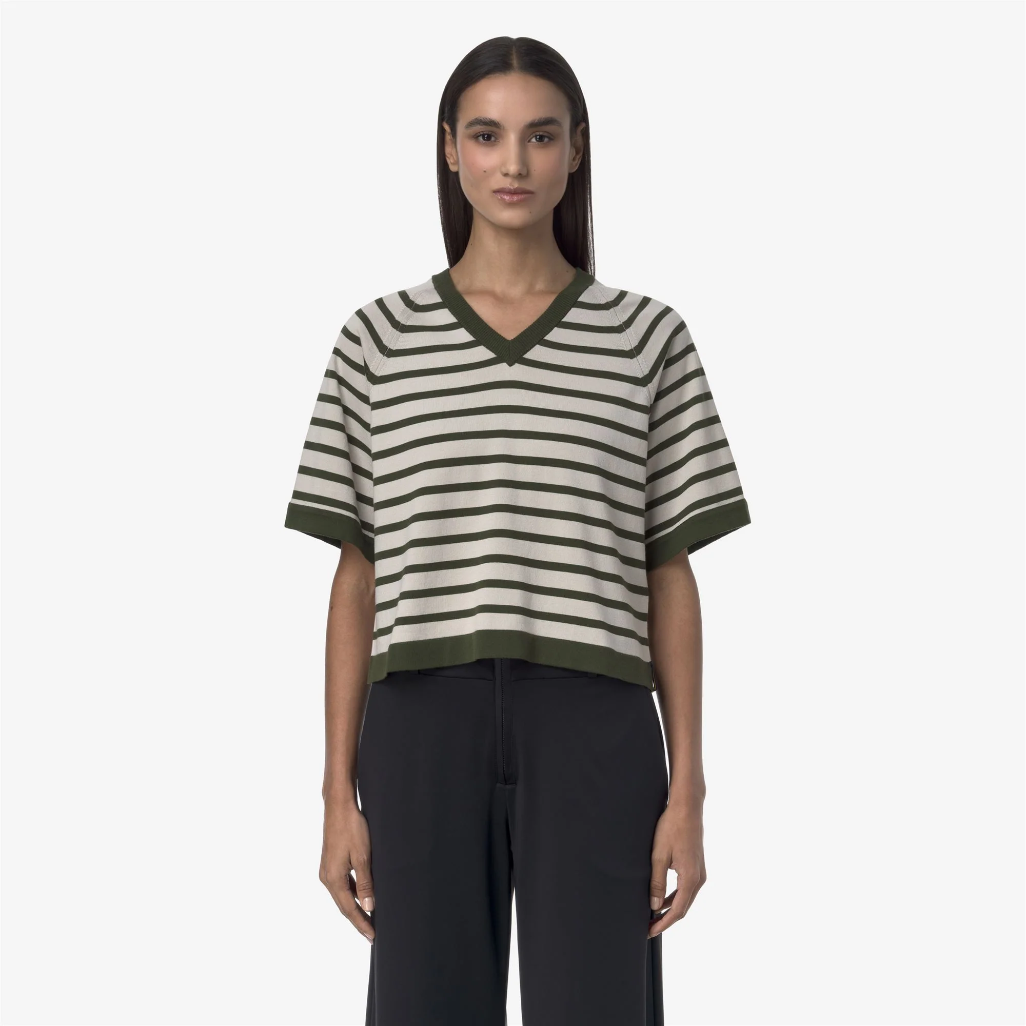 MAROL STRIPES - KNITWEAR - Pull  Over - Woman - BEIGE LT-GREEN LICHEN - Image 3