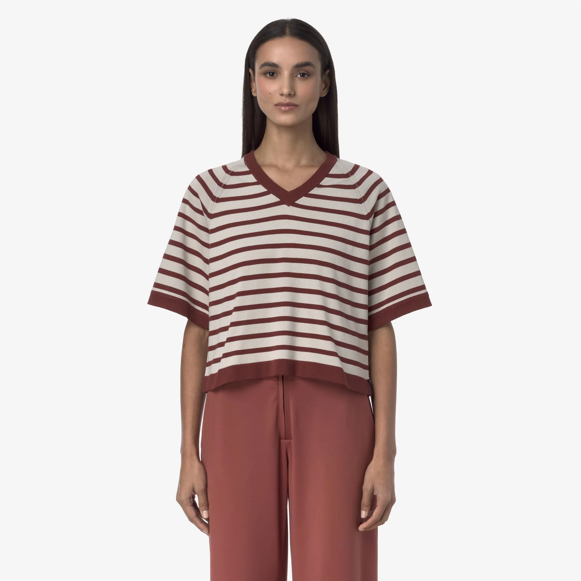 MAROL STRIPES - KNITWEAR - Pull  Over - Woman - BEIGE LT-RED JASPER - Image 3
