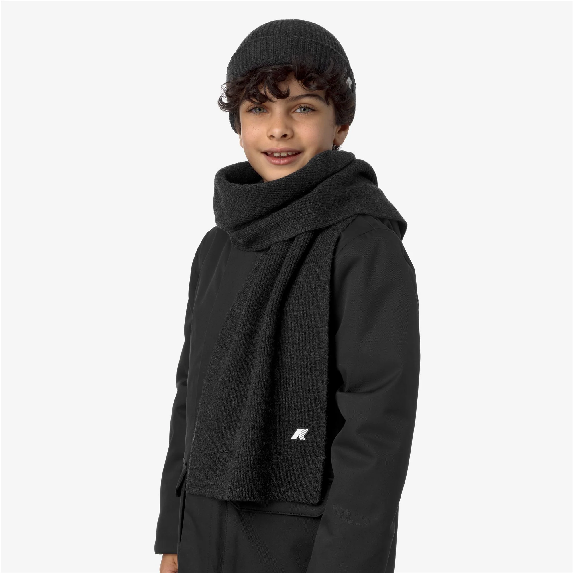 P. ETIENNE CARDIGAN STITCH - Scarves - SCARF - Kid unisex - BLACK PURE MELANGE - Image 2