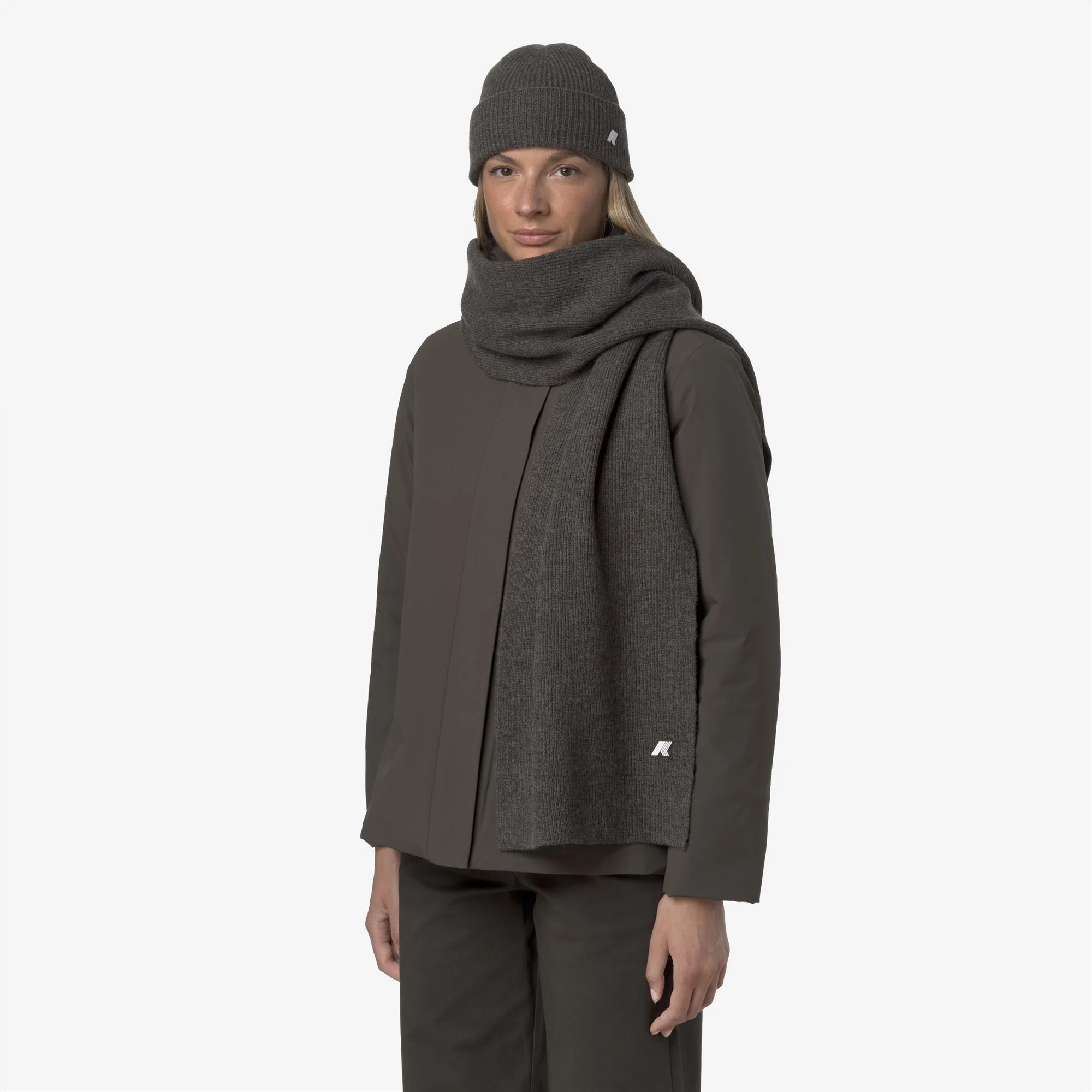ETIENNE CARDIGAN STITCH WOOL - Scarves - SCARF - Unisex - BLACK OLIVE MEL - Image 2
