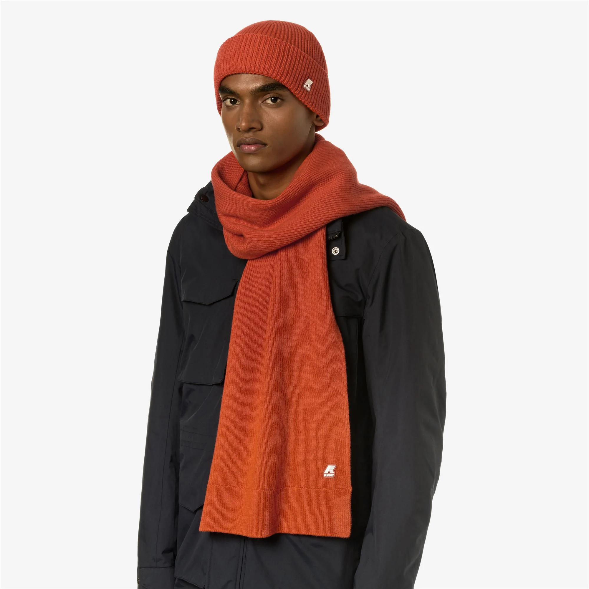 ETIENNE CARDIGAN STITCH WOOL - Scarves - SCARF - Unisex - ORANGE PUMPKIN - Image 2