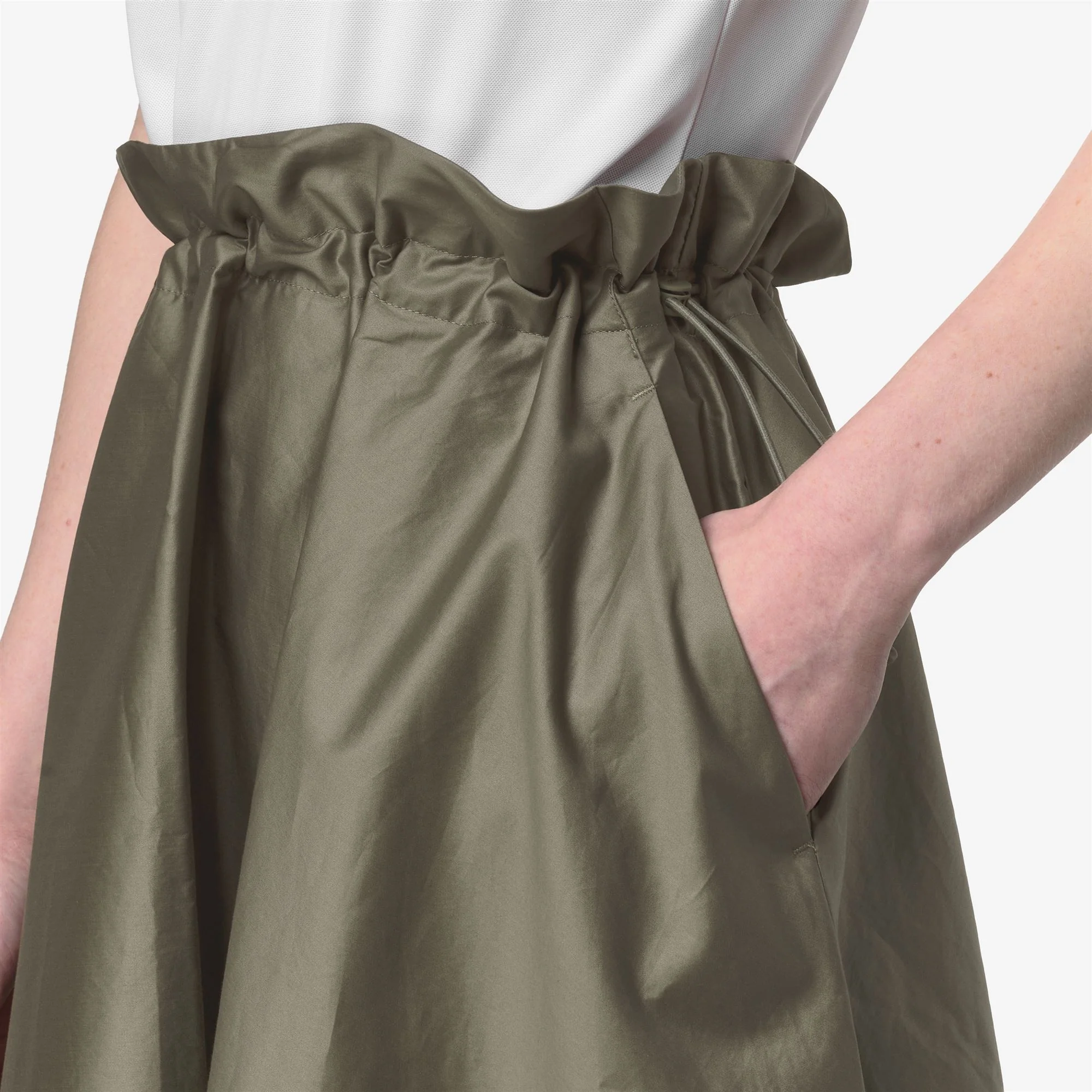 GAELAL SHINY COTTON - Skirts - Longuette - Woman - GREEN LICHEN - Image 2