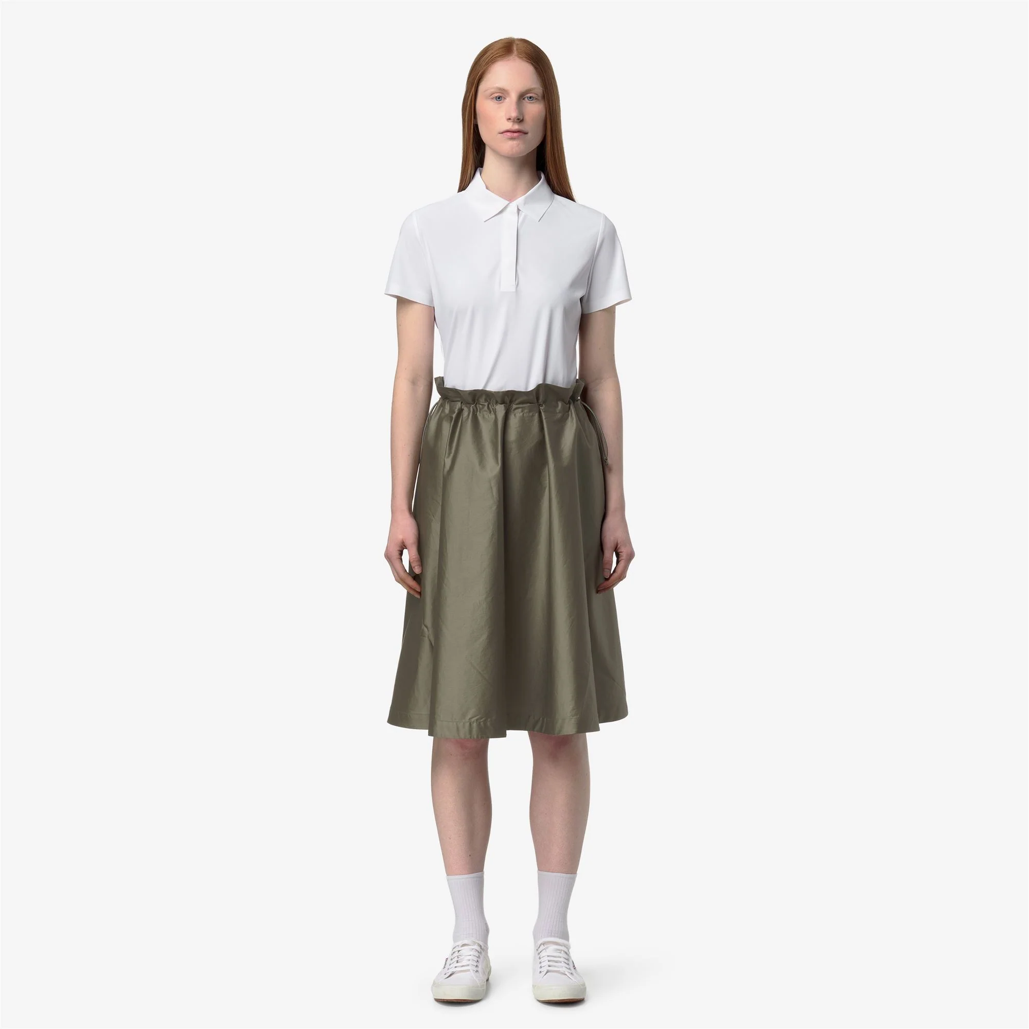 GAELAL SHINY COTTON - Skirts - Longuette - Woman - GREEN LICHEN - Image 3