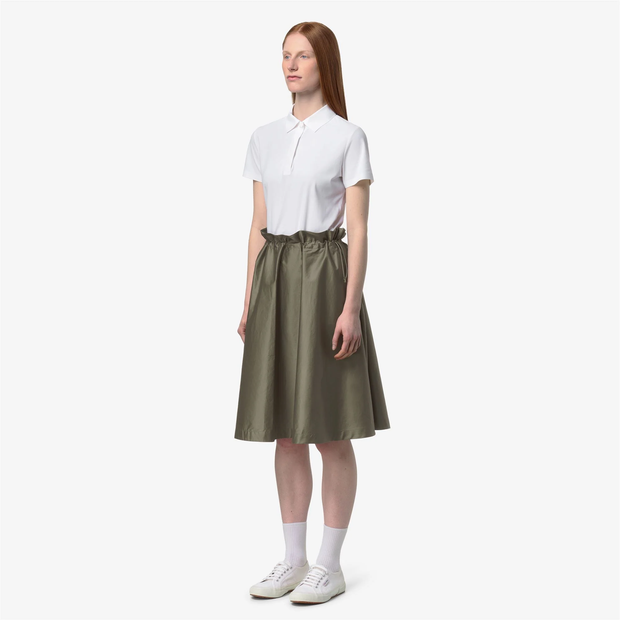 GAELAL SHINY COTTON - Skirts - Longuette - Woman - GREEN LICHEN - Image 4