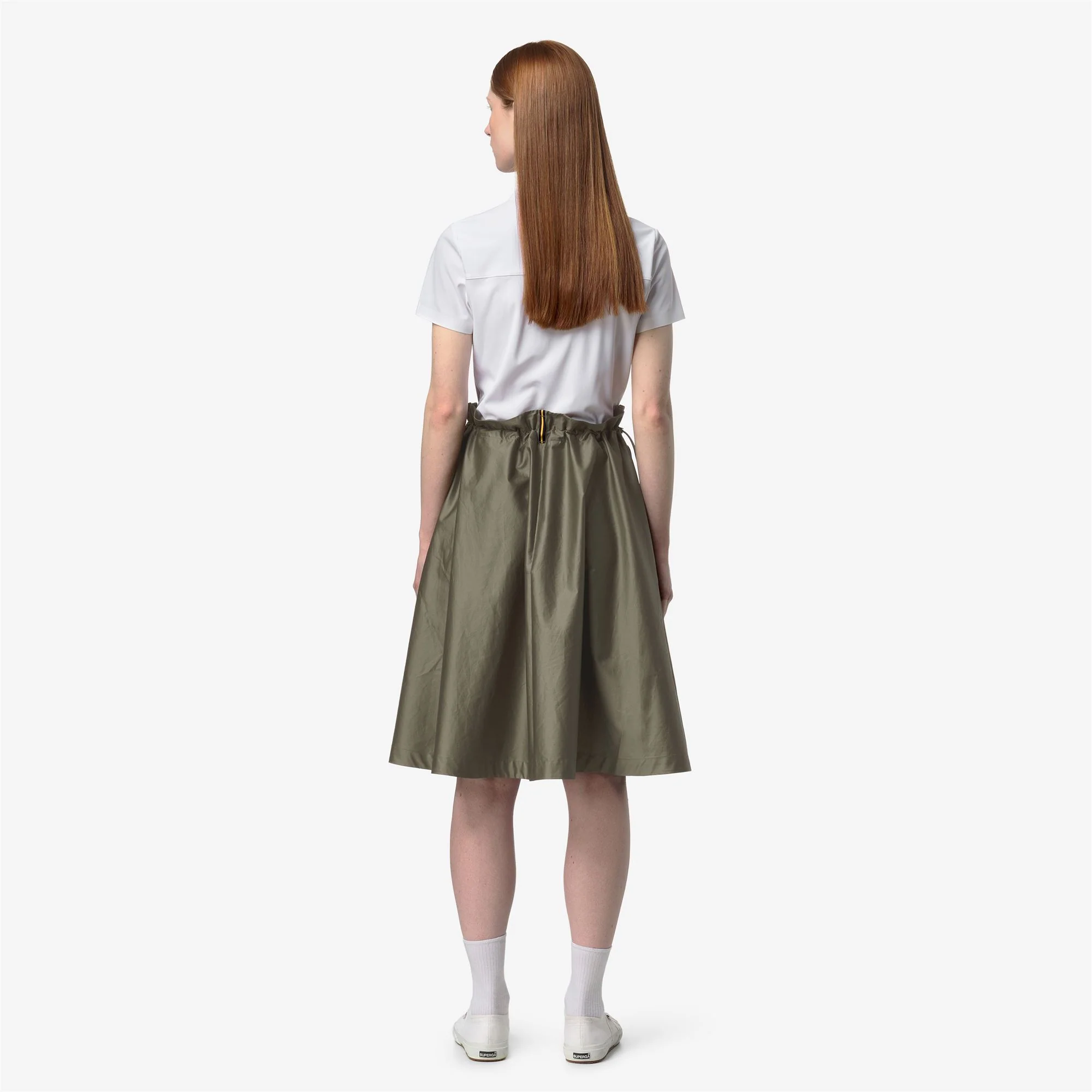 GAELAL SHINY COTTON - Skirts - Longuette - Woman - GREEN LICHEN - Image 5
