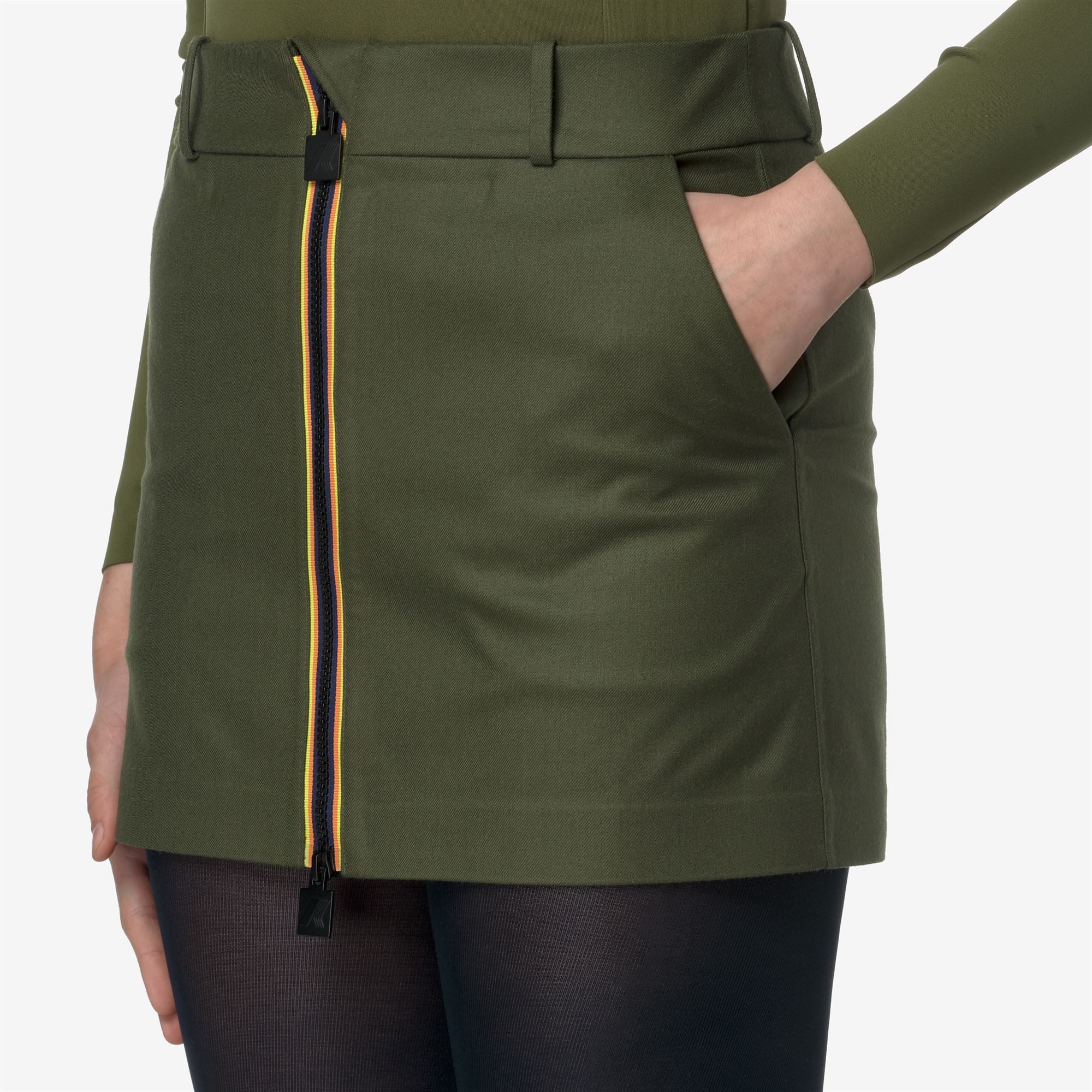 MINIKI TECH WOOL 3L SOLID - Skirts - Short - Woman - GREEN WINTER-BLACK ASH - Image 2