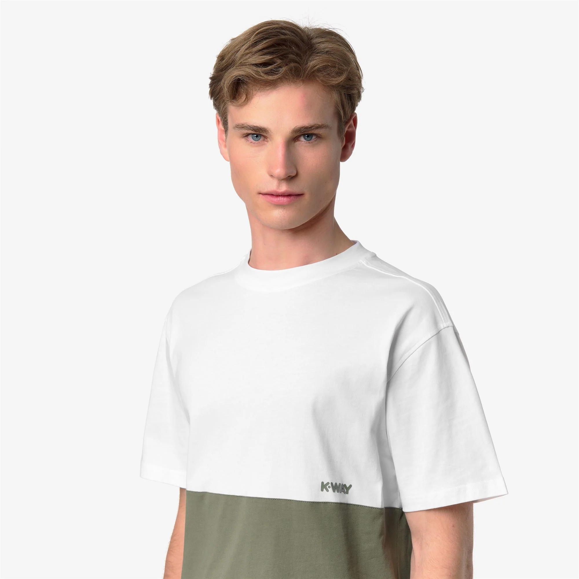 SOLO JERSEY COLORBLOCK - T-ShirtsTop - T-Shirt - Man - GREEN LICHEN-WHITE - Image 2