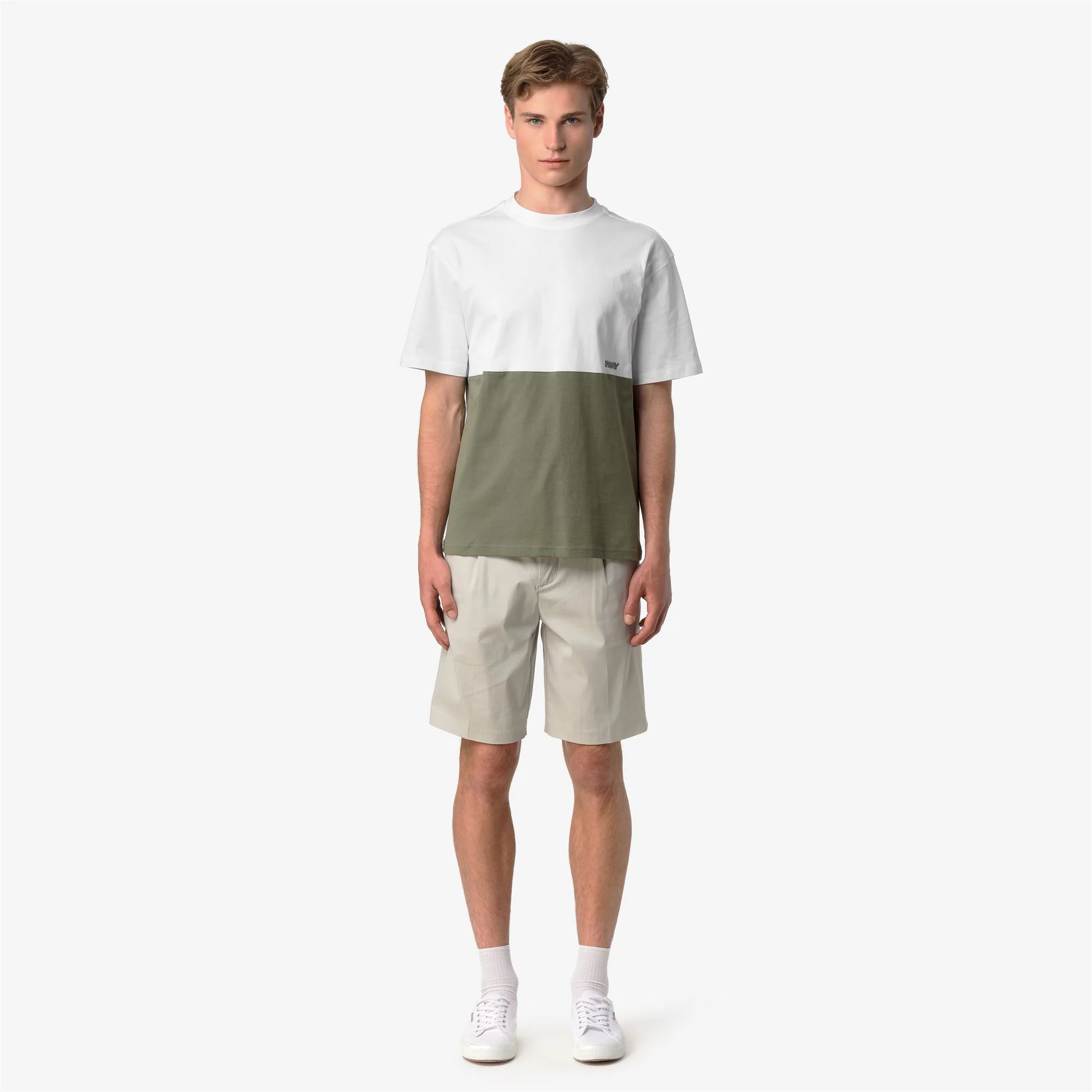 SOLO JERSEY COLORBLOCK - T-ShirtsTop - T-Shirt - Man - GREEN LICHEN-WHITE - Image 3