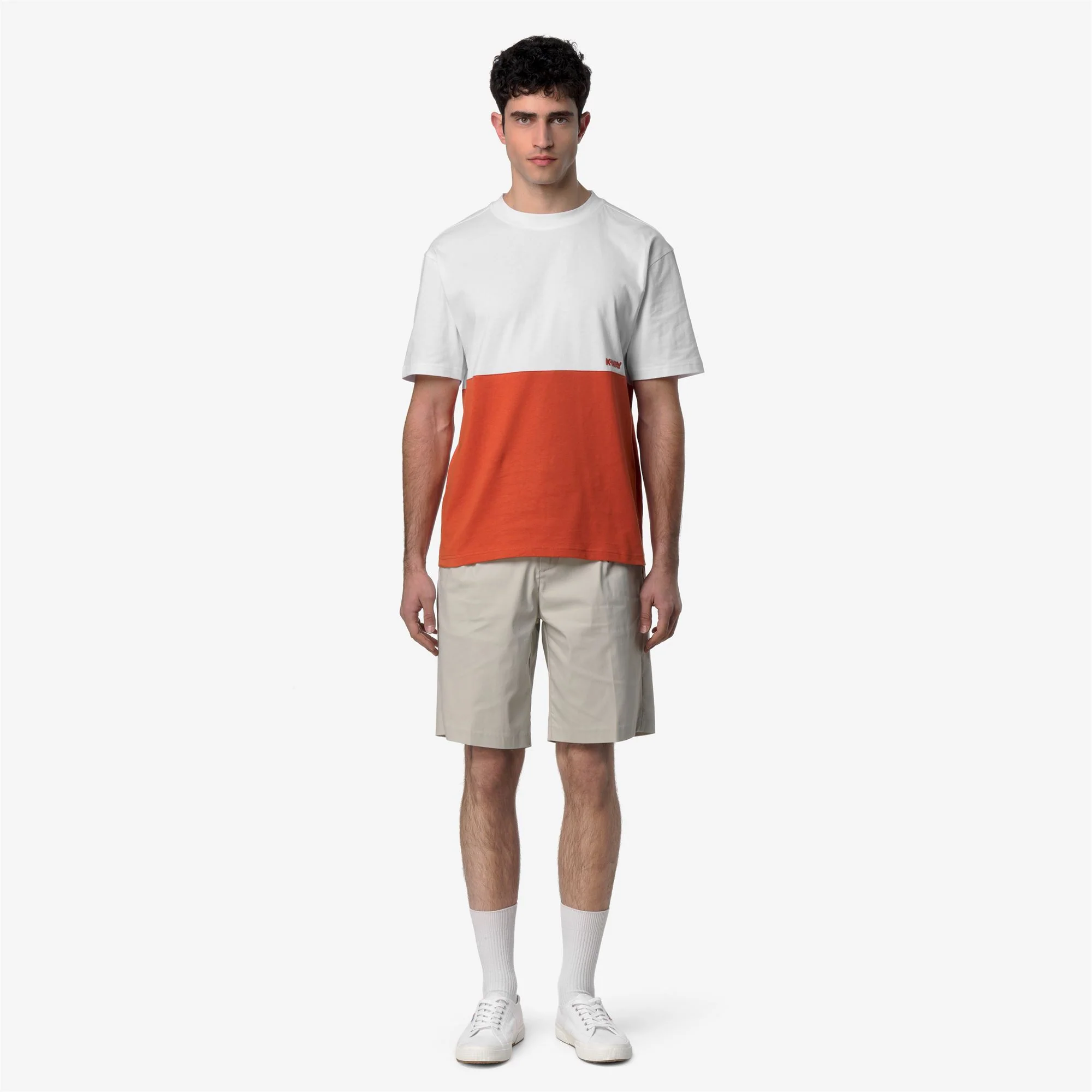 SOLO JERSEY COLORBLOCK - T-ShirtsTop - T-Shirt - Man - ORANGE BROWNISH-WHITE - Image 3